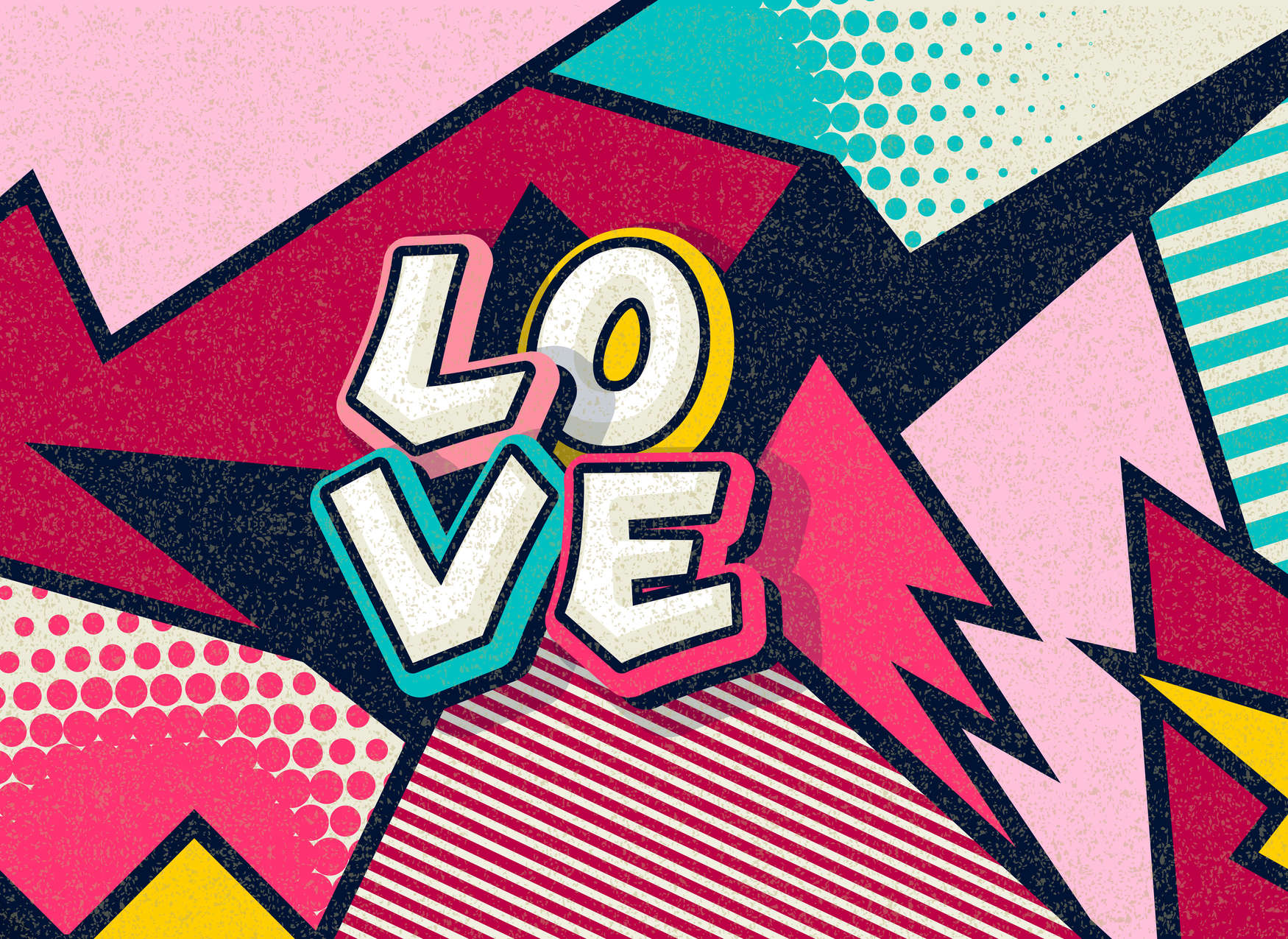             Fototapete in Comic Style Pop Up Love – Bunt
        