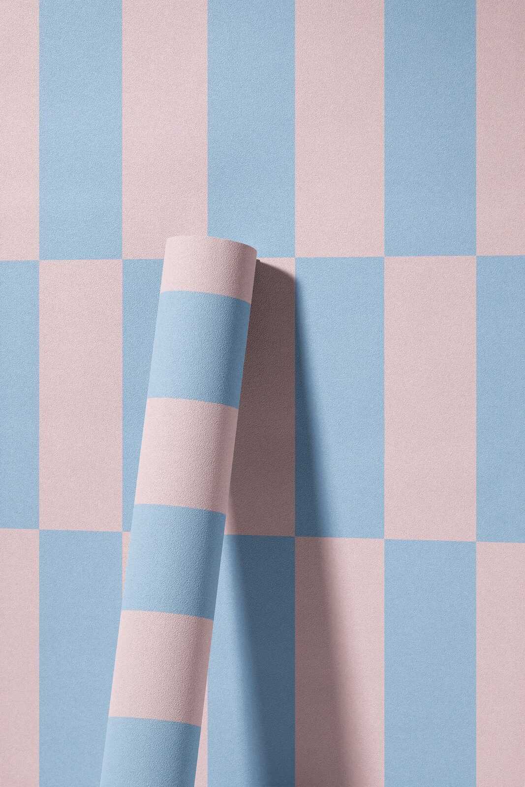             Vliestapete Grafik Vierecke zweifarbig – Blau, Rosa
        