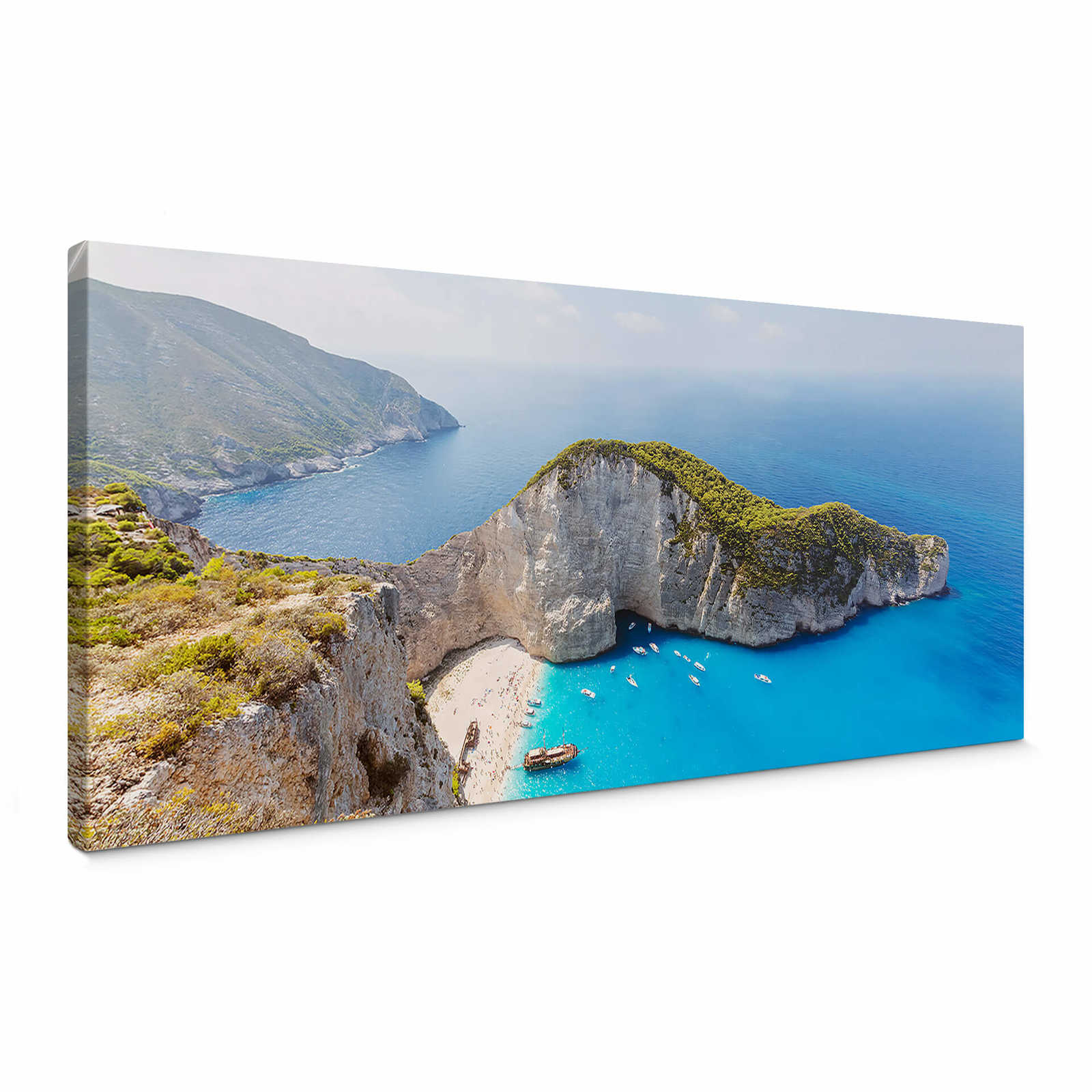         Tableau toile panoramique motif plage bleu, vert - 1,00 m x 0,40 m
    