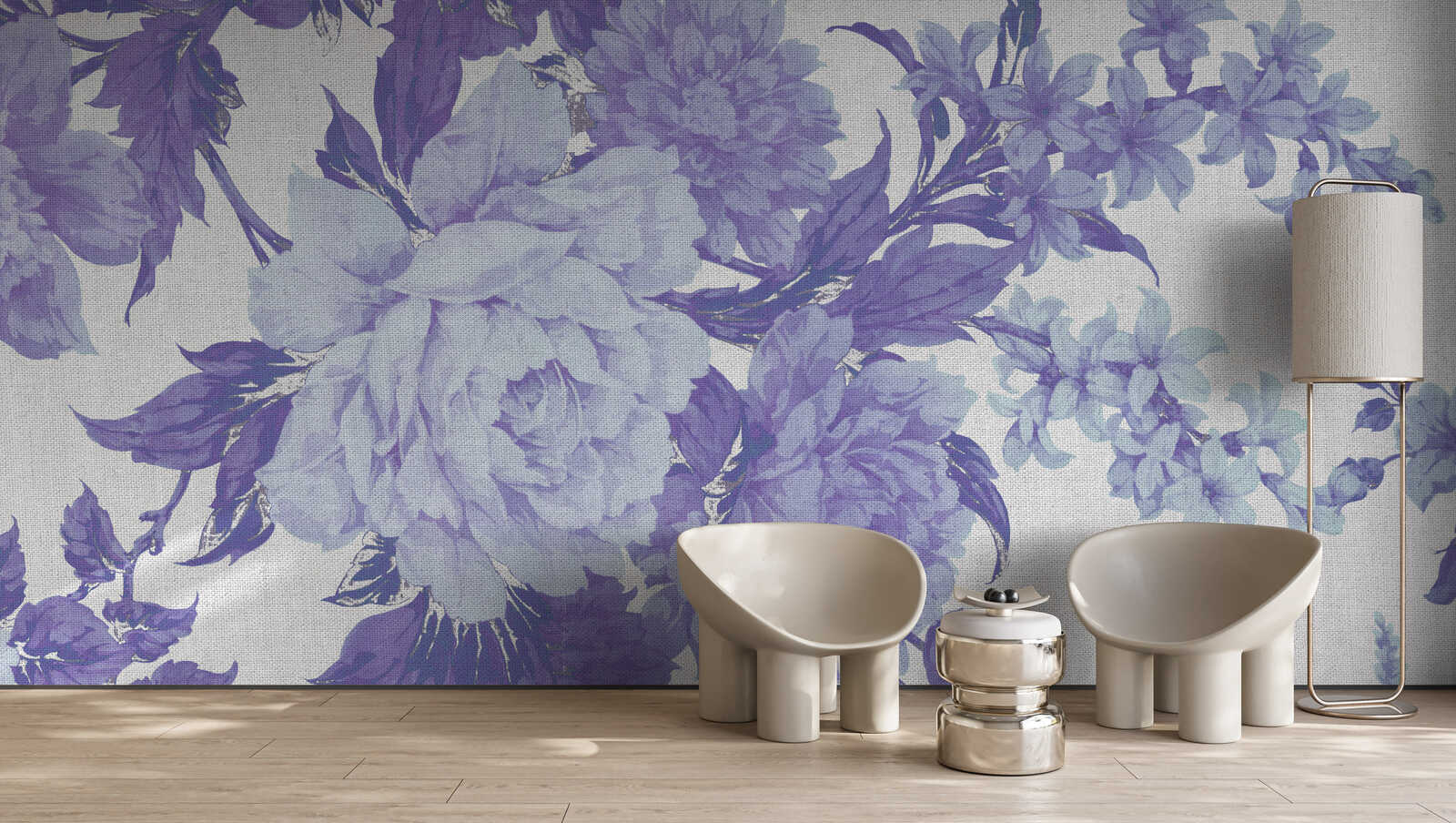 Blumenmuster, Wandtapete, Floral, Violett, Raumdeko
