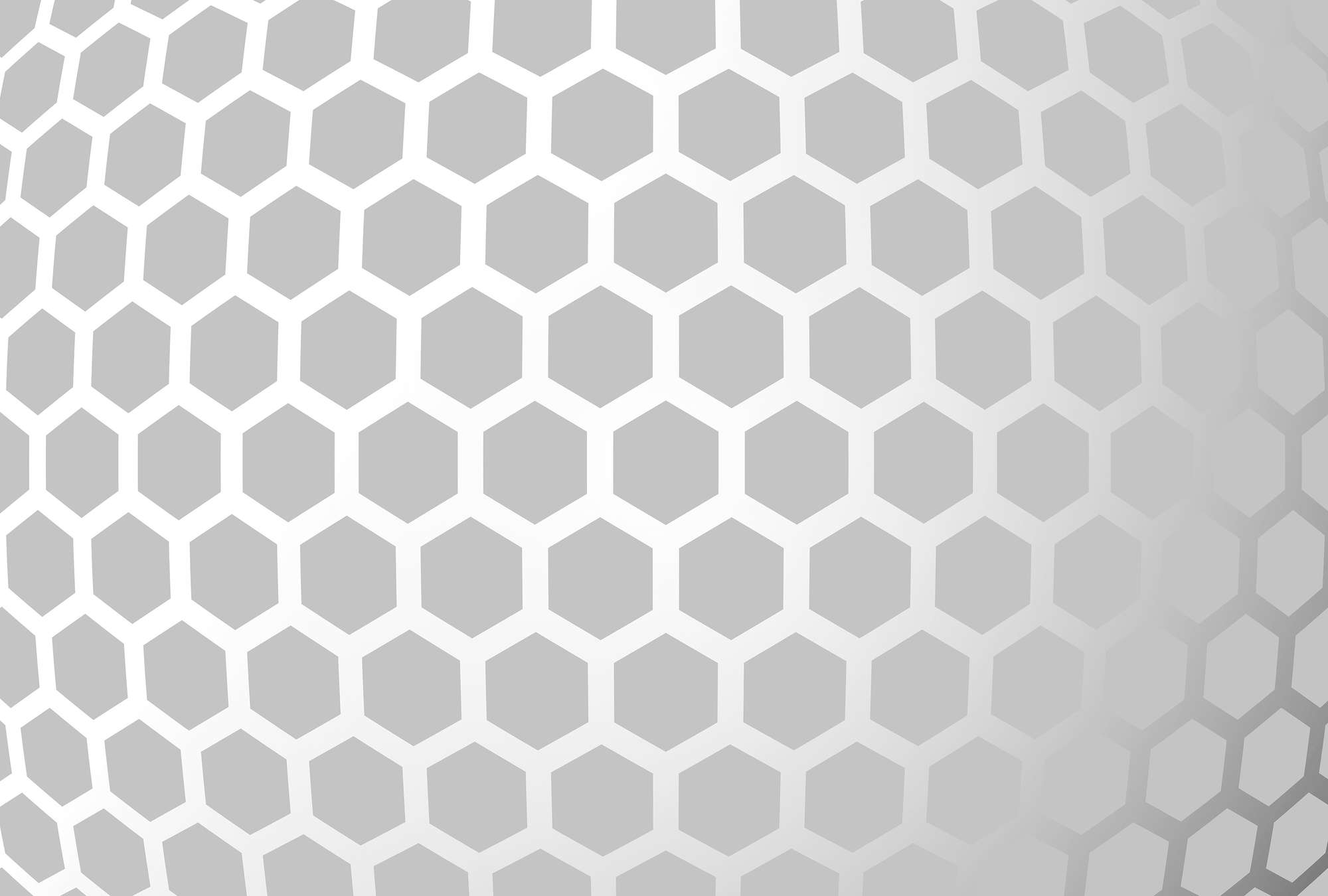             Fototapete im Hexagon Design – 3D Vliestapete mit futuristischer Wabenstruktur – Grau, Weiß
        