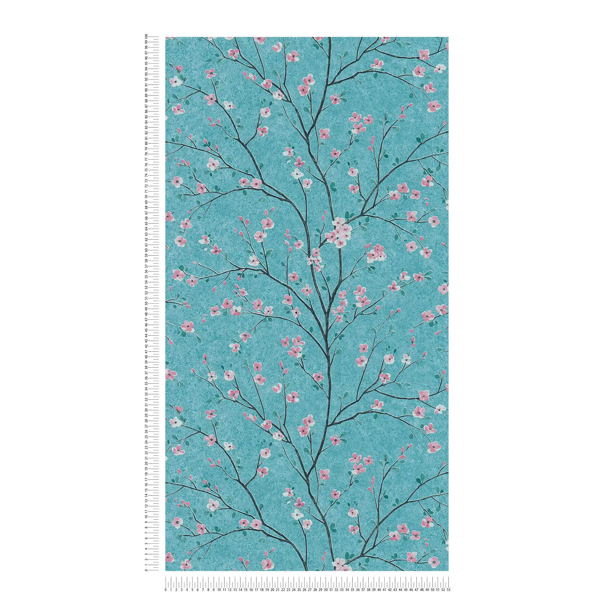            Japanse Kersenbloesem Behang - Blauw, Groen, Roze
        