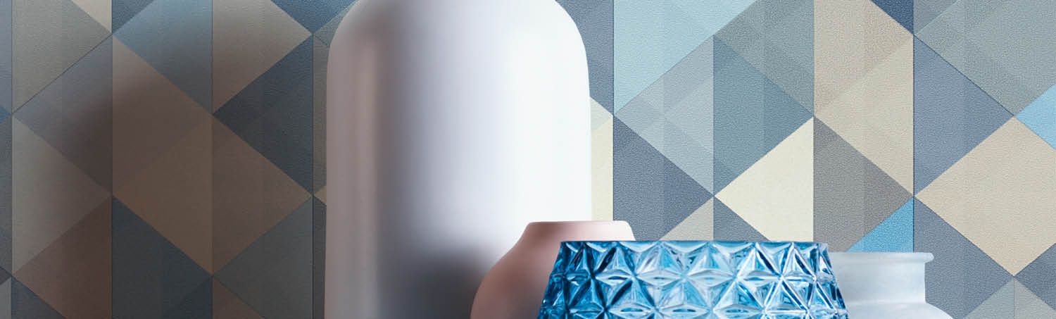 Retro Wallpaper triangle pattern blue beige