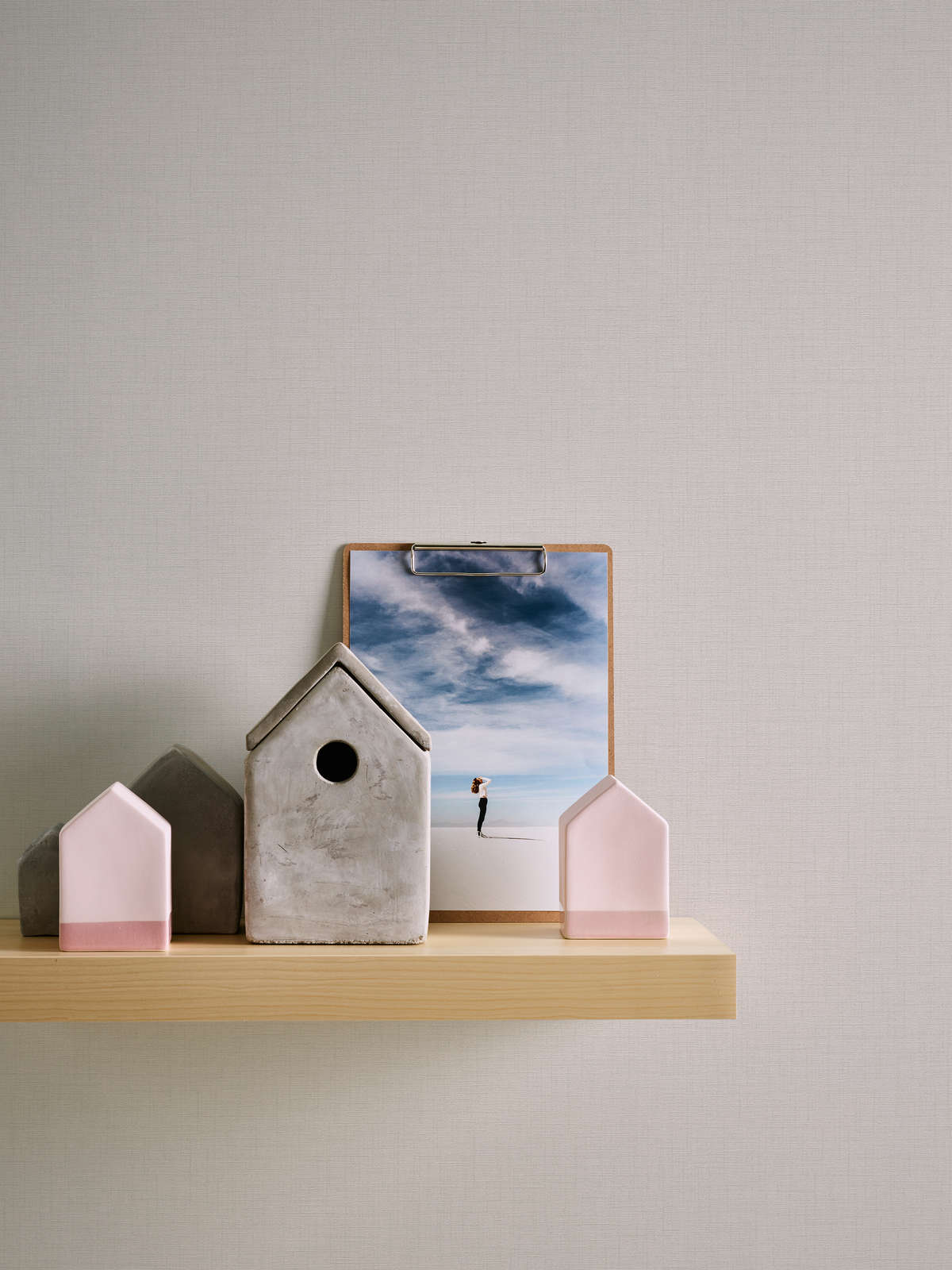             Unitapete Hellgrau mit Leinenstruktur, meliert – Grau
        