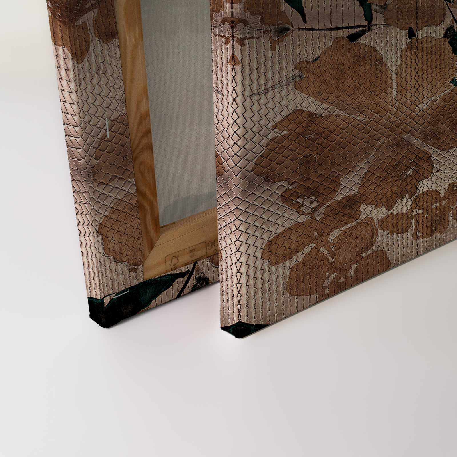             Odessa 2 - Metallic Leinwandbild mit Kirschblüten Muster in Kupfer – 0,90 m x 0,60 m
        