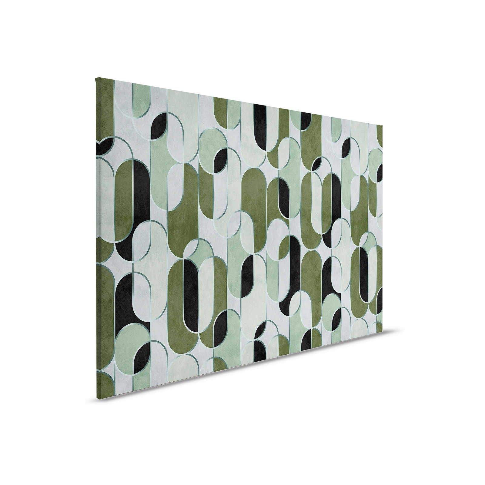         Ritz 4 - Grünes Leinwandbild 50er Retro Dekor mit Silber Akzent – 0,90 m x 0,60 m
    