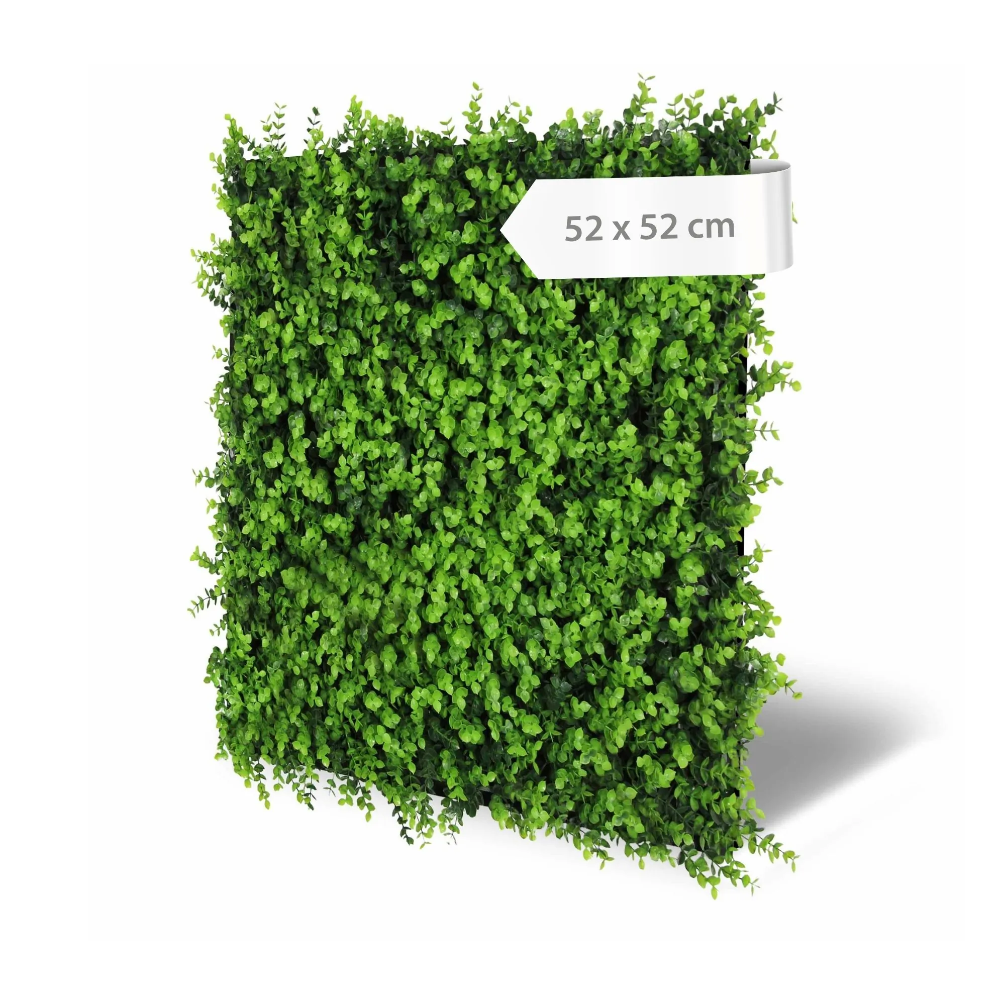 Wall panels featuring artificial boxwood-style foliage in a variety of green shades, 52 x 52 cm