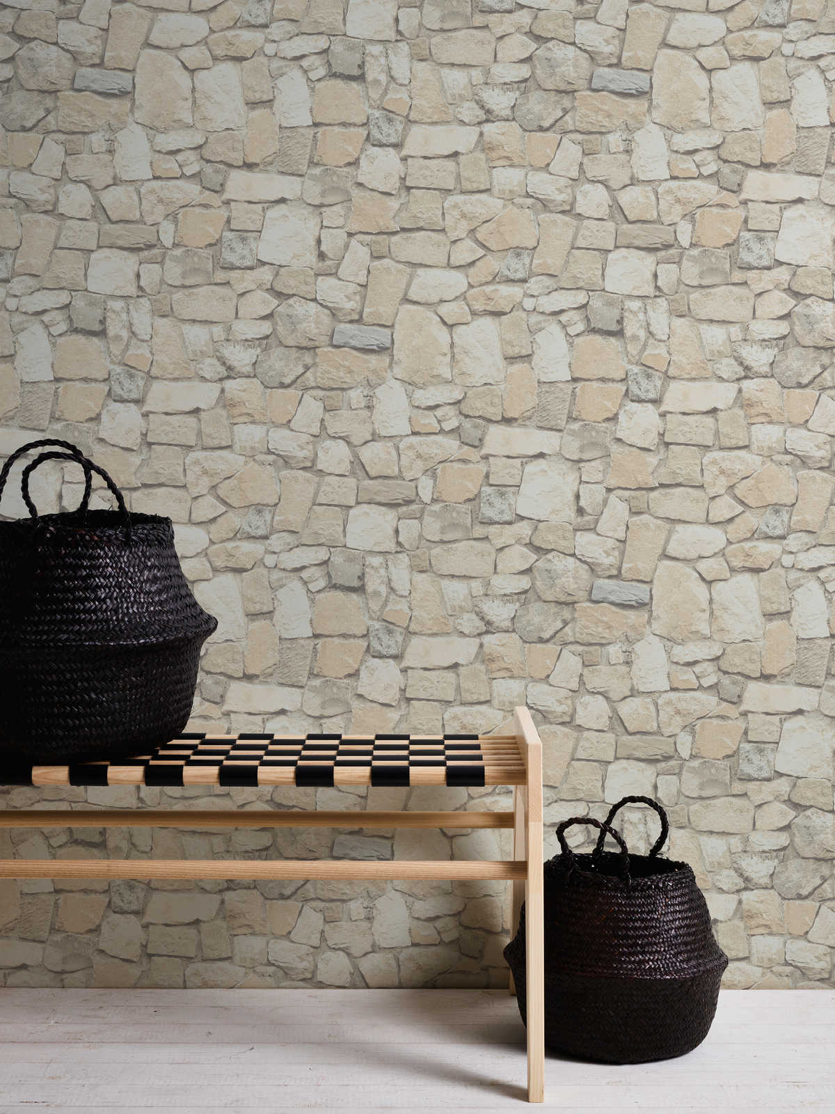             Zelfklevend behangpapier | natuursteenlook met 3D-effect - beige, crème
        