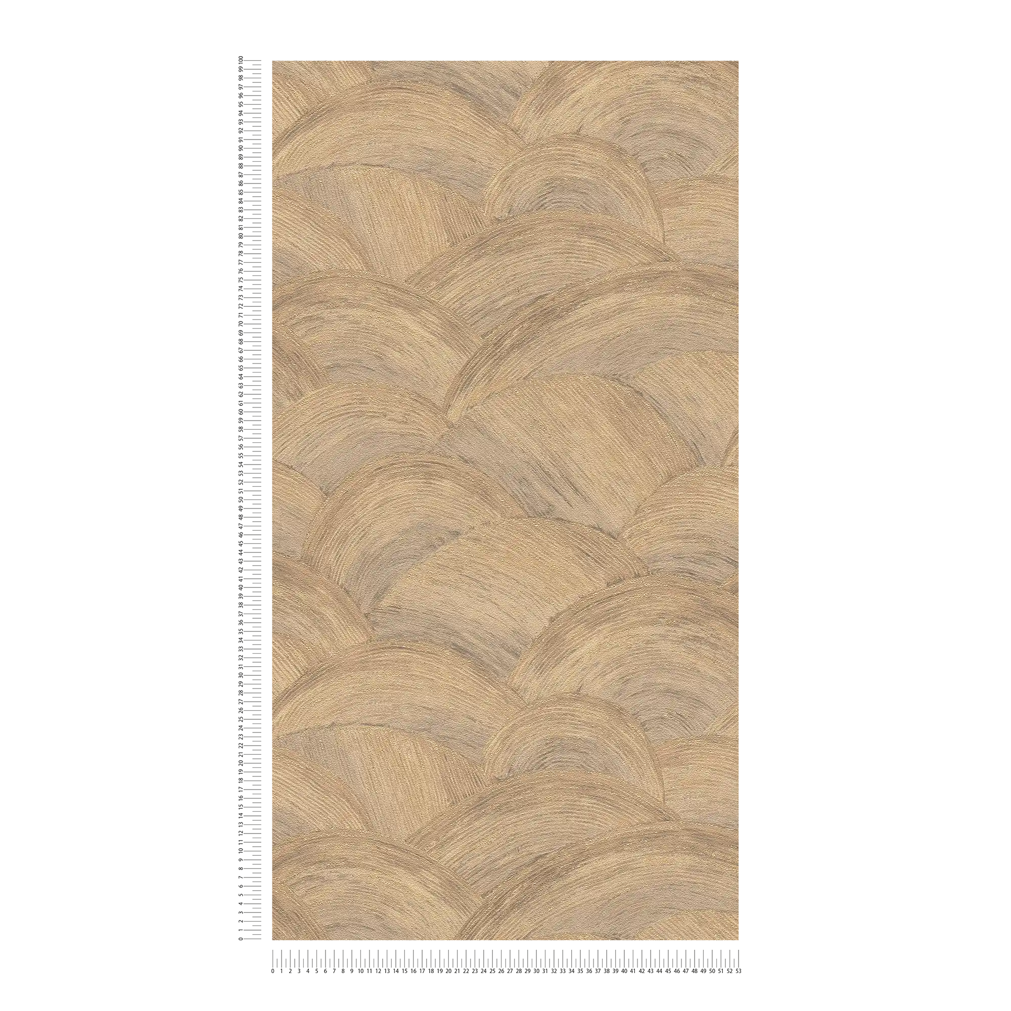             Vliestapete mit glänzenden Wellenmuster – Beige, Braun, Gold
        