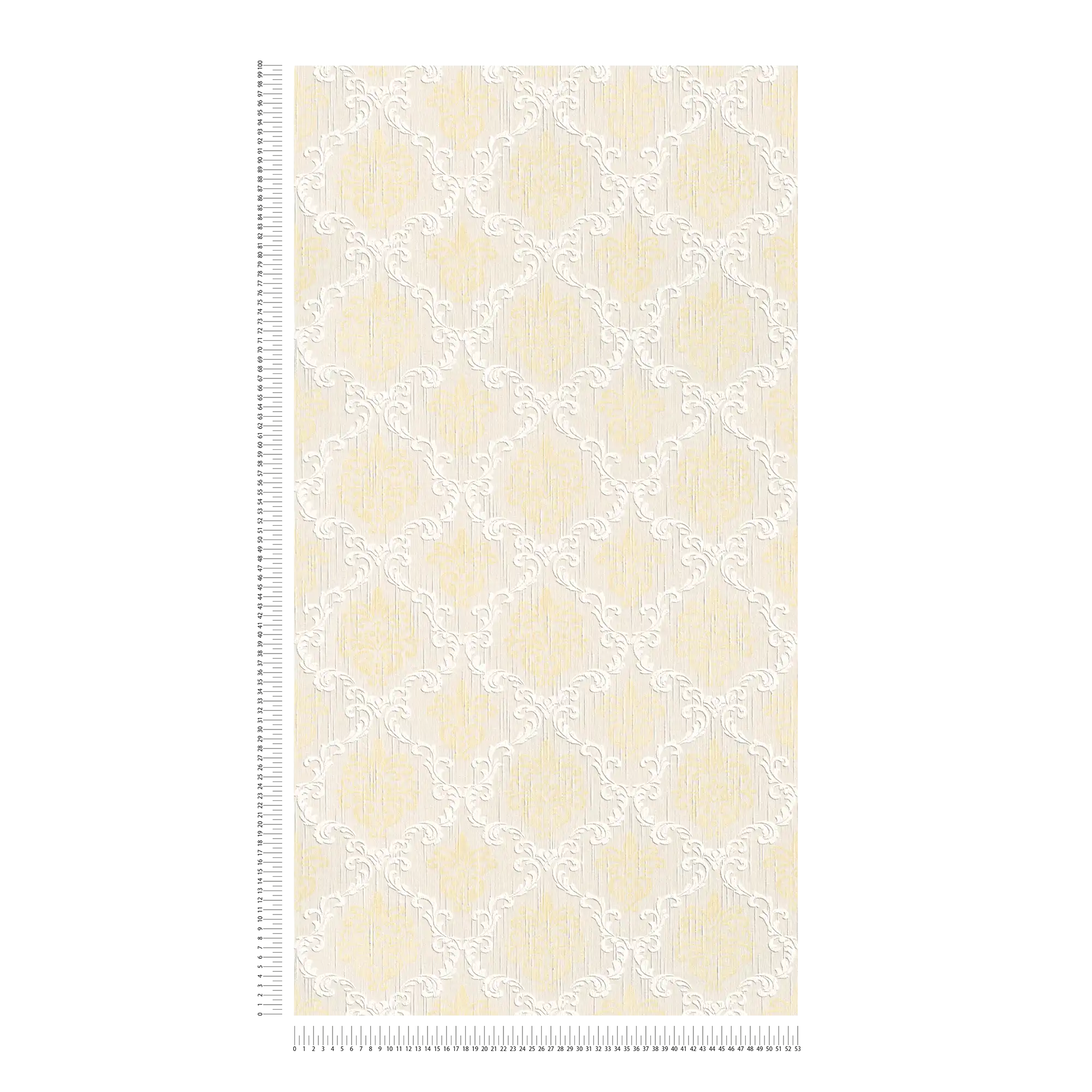            Klassische Ornament-Tapete mit Struktureffekt – Beige, Metallic
        
