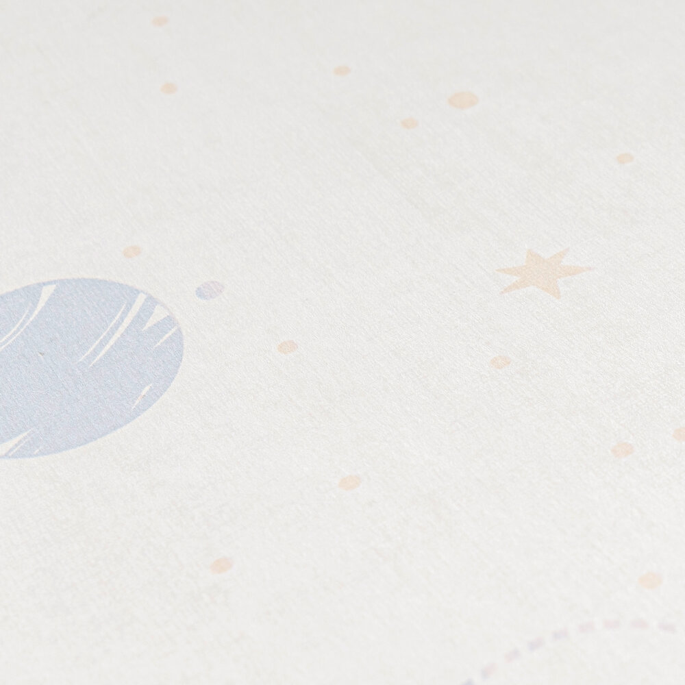             Kinderzimmer Vliestapete Weltraum für kleine Astronauten die das Universum entdecken wollen – Beige, Blau, Creme
        