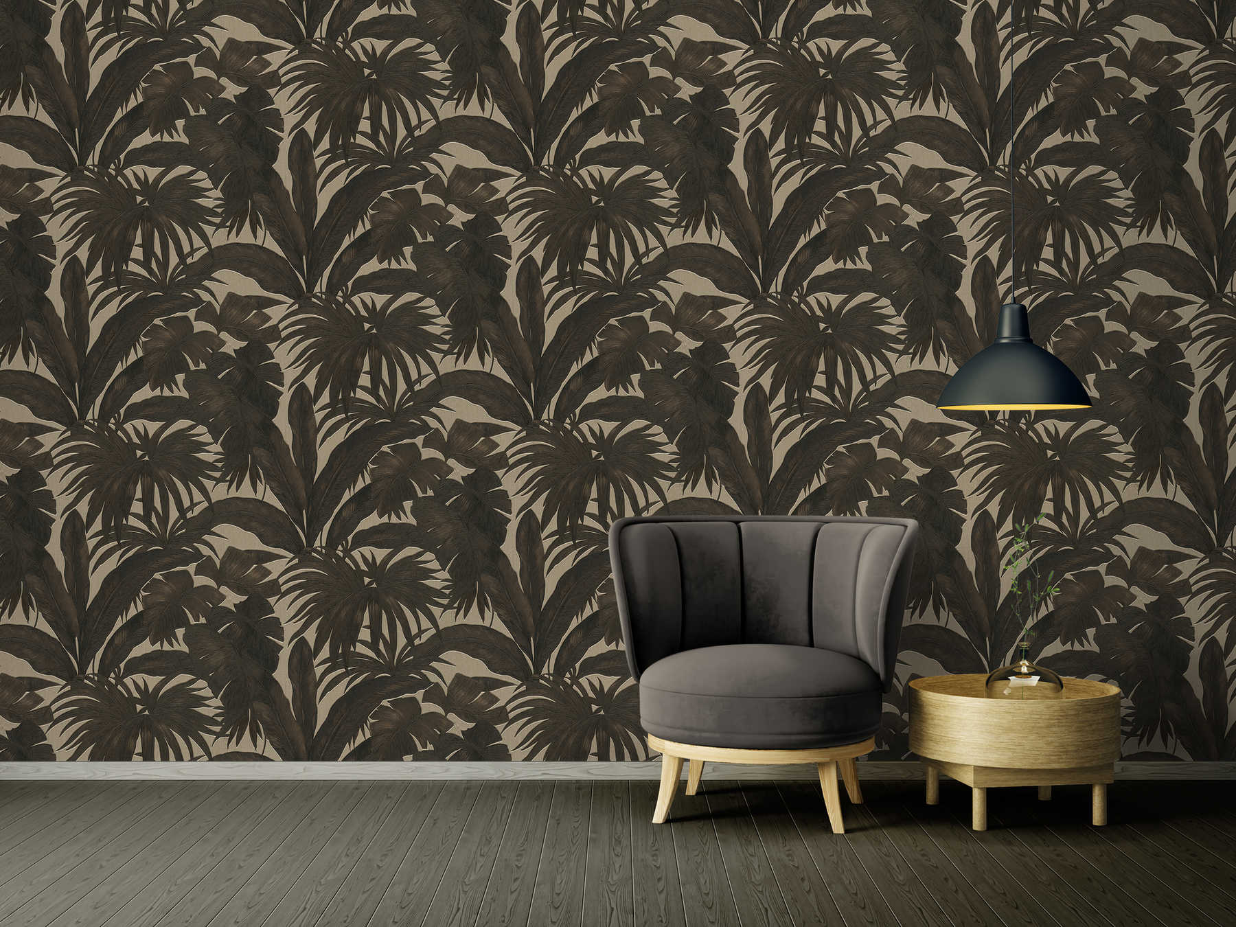 VERSACE Tapete Palmen &amp; Metallic-Effekt – Braun, Metallic
