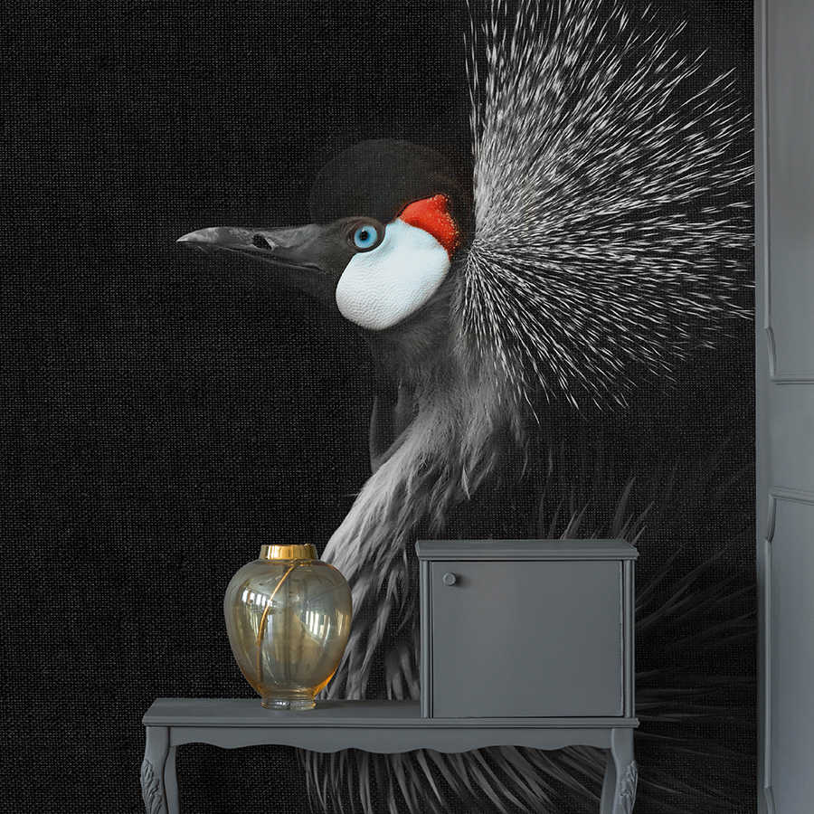 vogelbild, wandtapete, hausdekoration, hipsterornithology, grau-schwarz