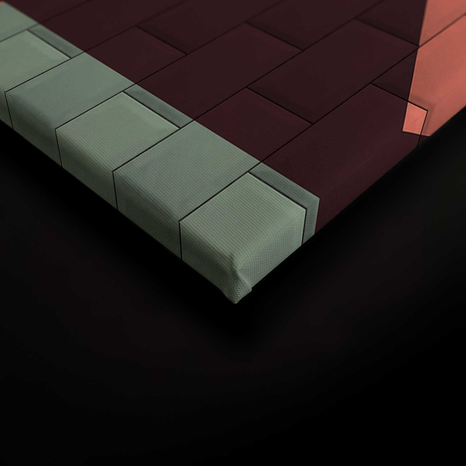             Leinwandbild Ziegelsteinmauer mit Block-Bemalung | rot, pink, grün – 0,90 m x 0,60 m
        