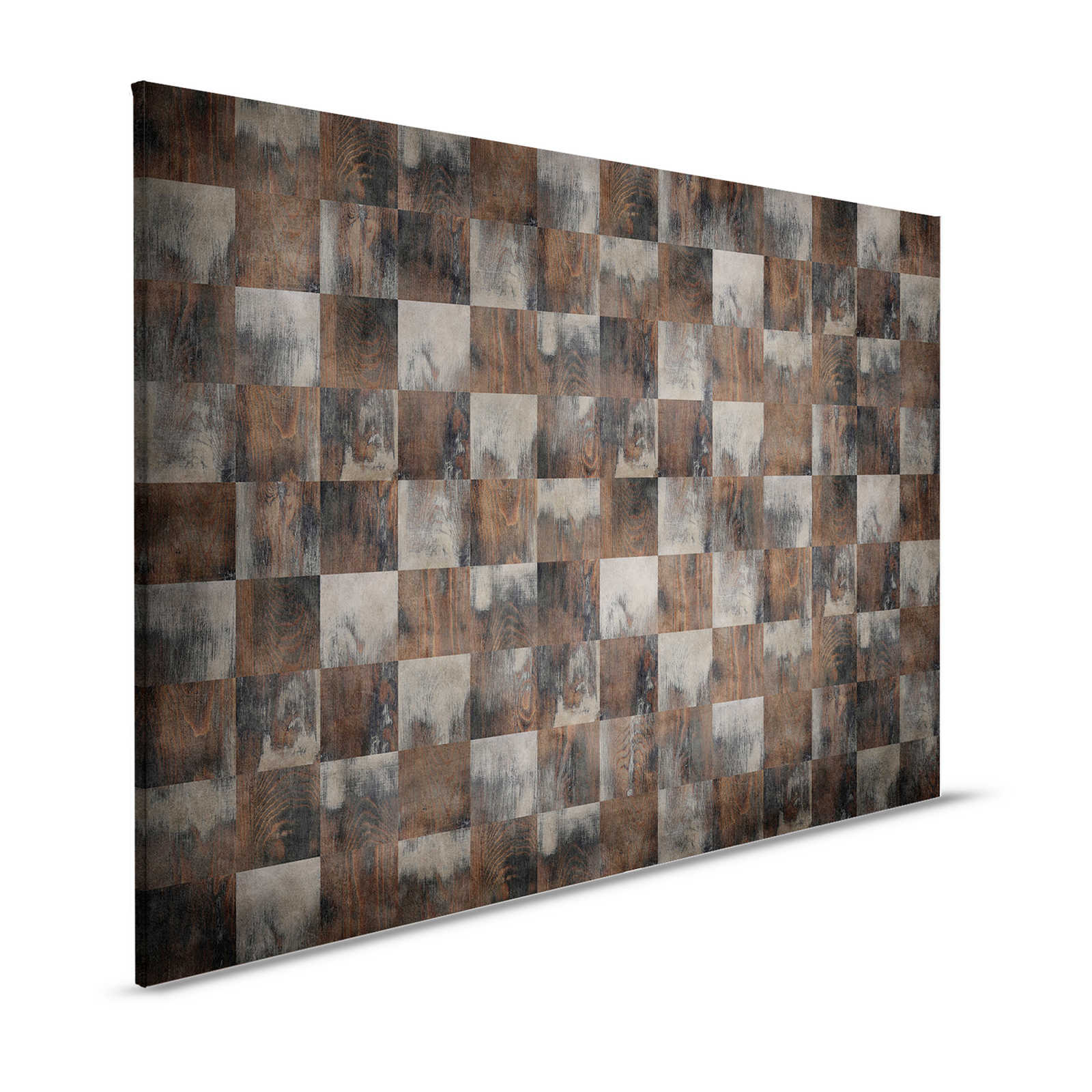 Factory 2 - Wood Look Canvas Painting Checkerboard Pattern - Used Look ...