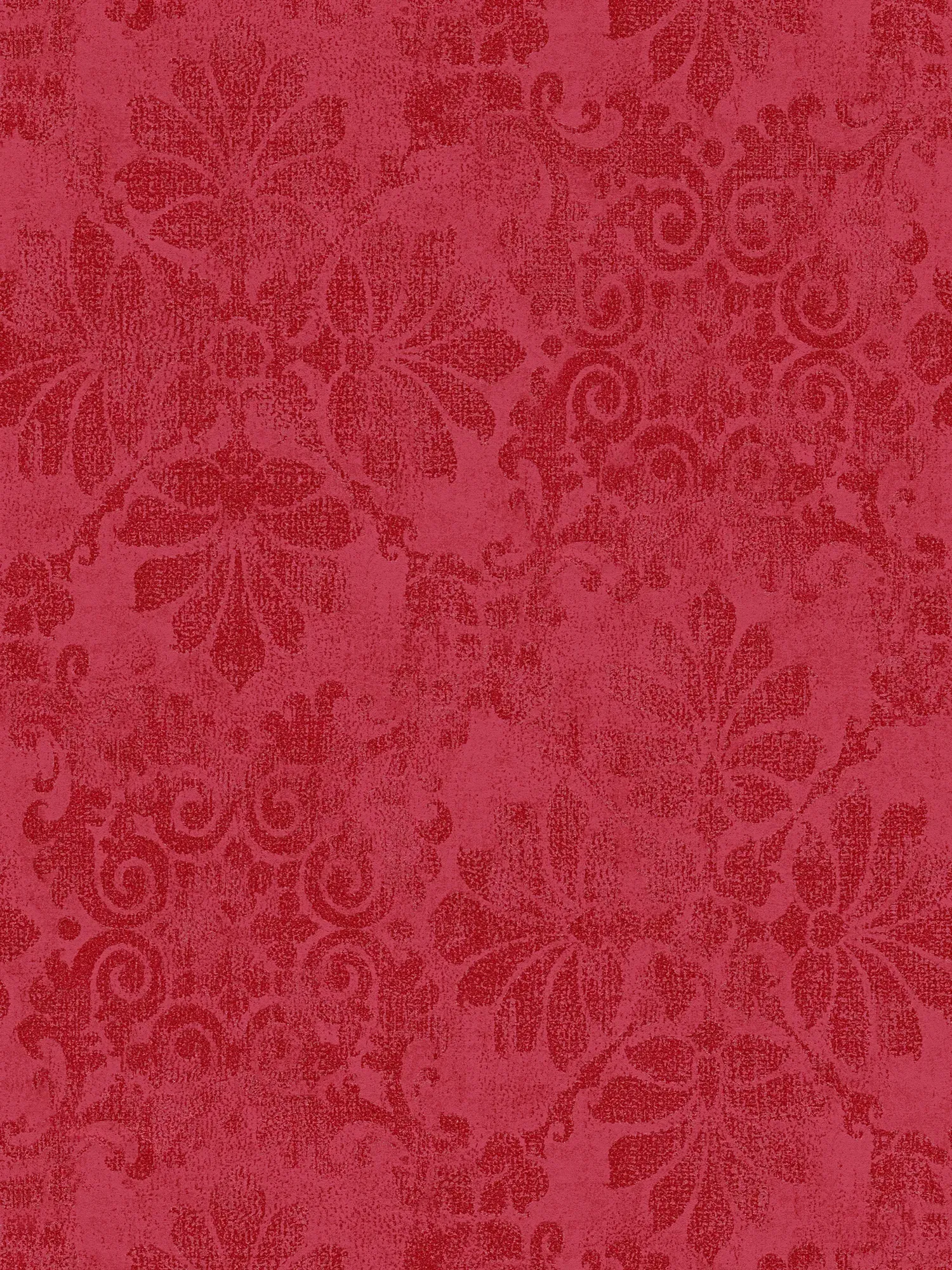        Patroonbehang met bloemenornamenten in vintage look - rood, metallic
    