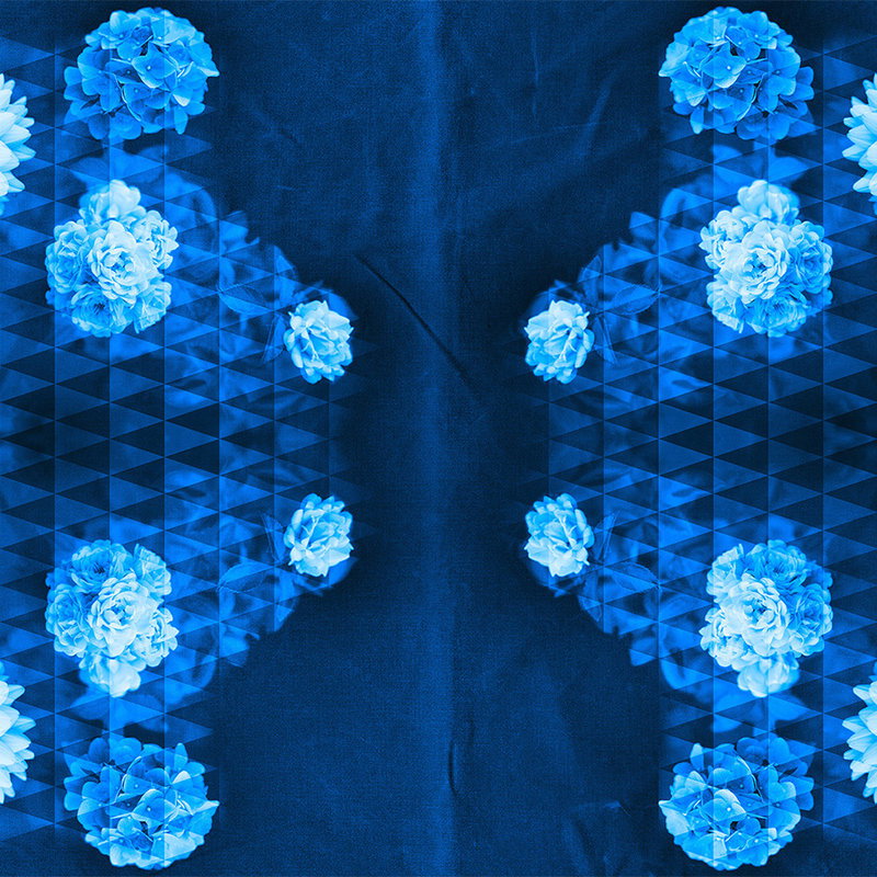 blau, blumen, muster, geometrisch, tischdecke