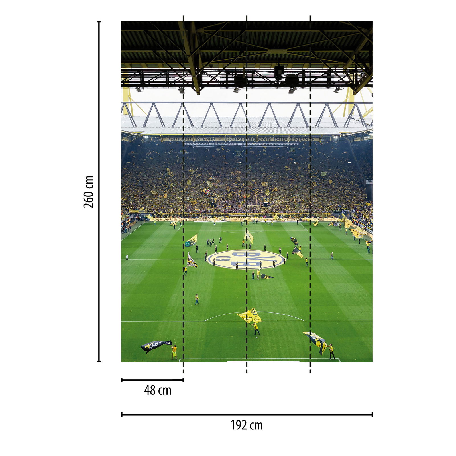             Fototapete BVB Stadion mit Fans, Hochformat
        