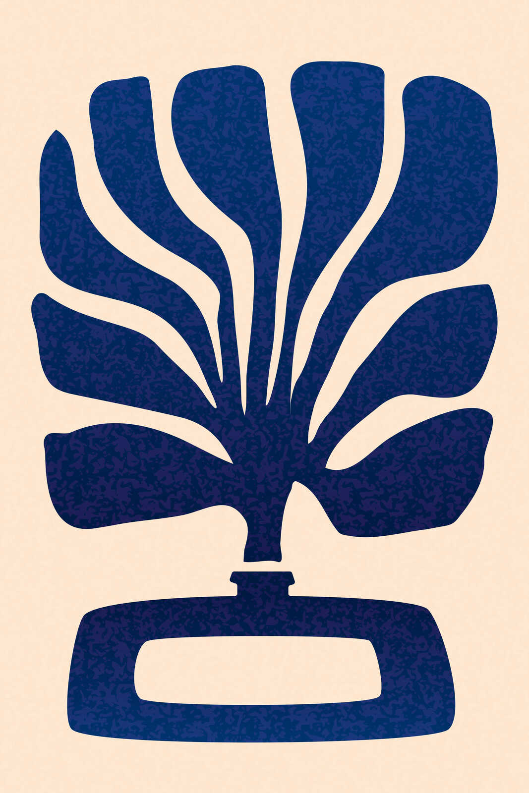             Botanischer Minimalismus: Eleganter Natur-Look - Blaue Pflanzenillustration auf Leinwand – 30 x 45 cm - Creme, Beige
        