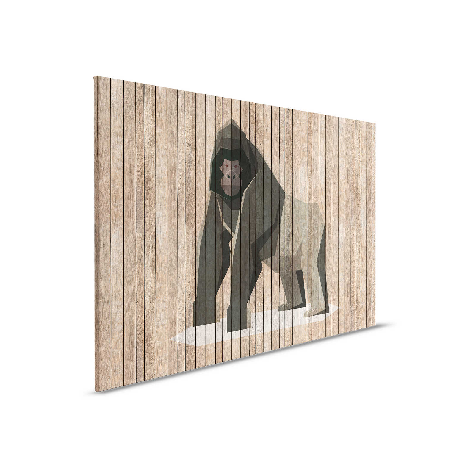         Born to Be Wild 3 - Canvas schilderij Gorilla op board muur - Houten panelen Breedt - 0.90 m x 0.60 m
    