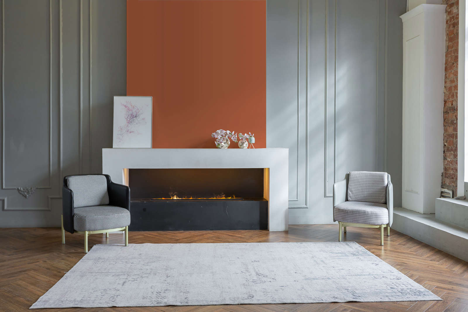 Dekoration für Zuhause, Kamin, Teppich, Innenarchitektur, Herd