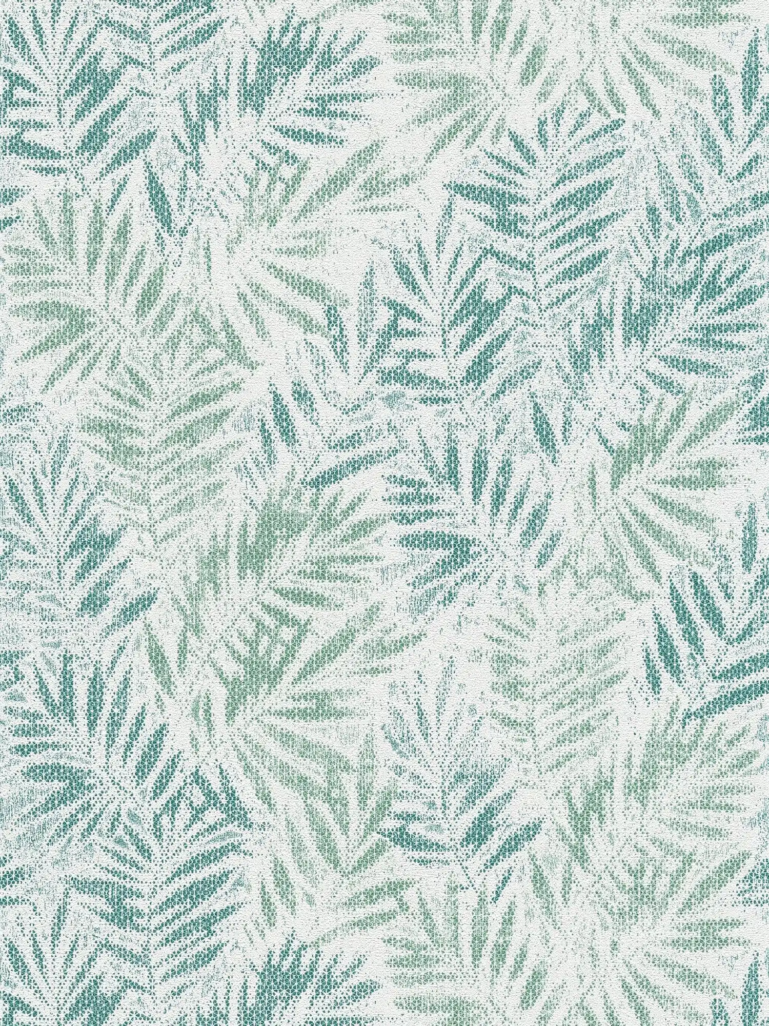 Blättermuster Tapete mit Glanzstruktur – Weiß, Grün