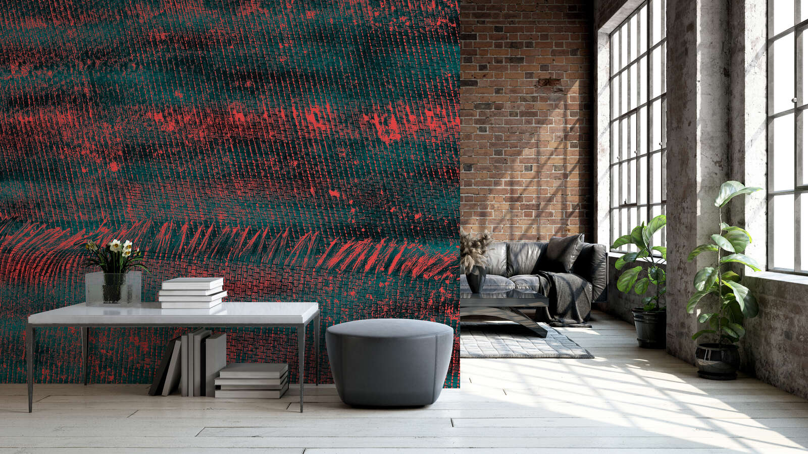             Fototapete 'Verwaschene Farbstruktur' – Ausdrucksstark und modern, fein – Rot, Schwarz
        