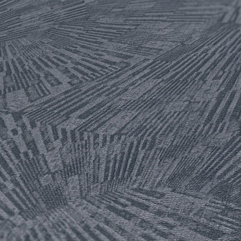             Einfarbige Tapete mit Grafikmuster & Glanz-Effekt – Blau
        