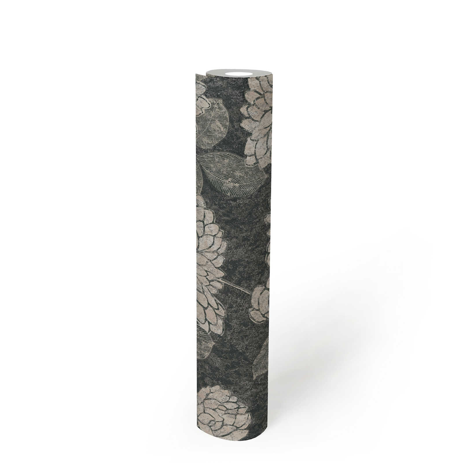             Pattern wallpaper with flowers with a slight sheen - black, white, silver
        
