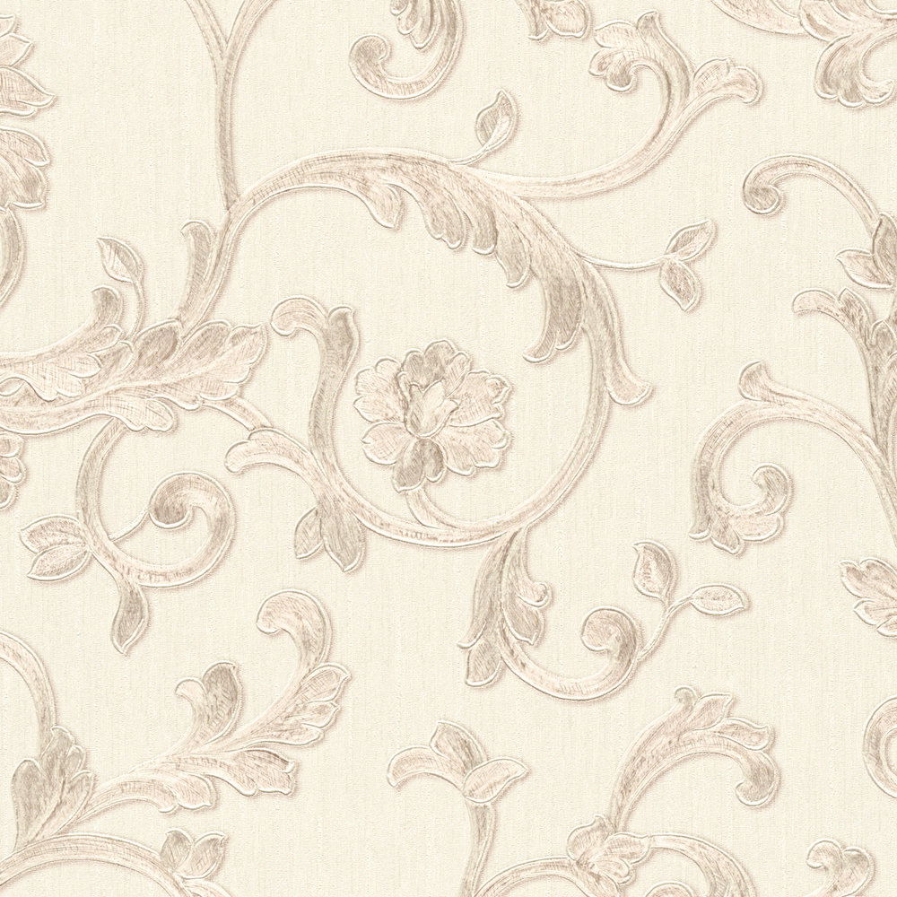             VERSACE Tapete mit Metallic Ranken & Blüten – Creme
        