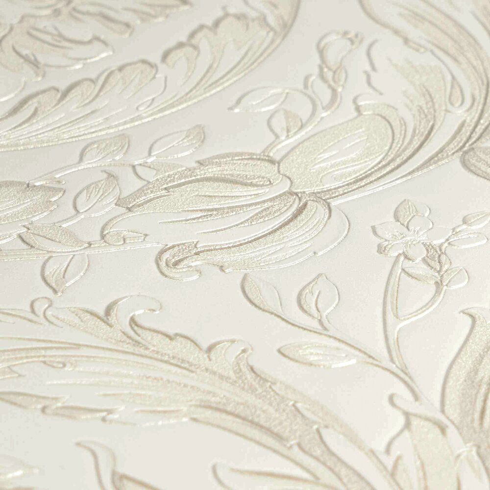             VERSACE Tapete mit Ornamenten im Barockstil – Creme, Silber
        