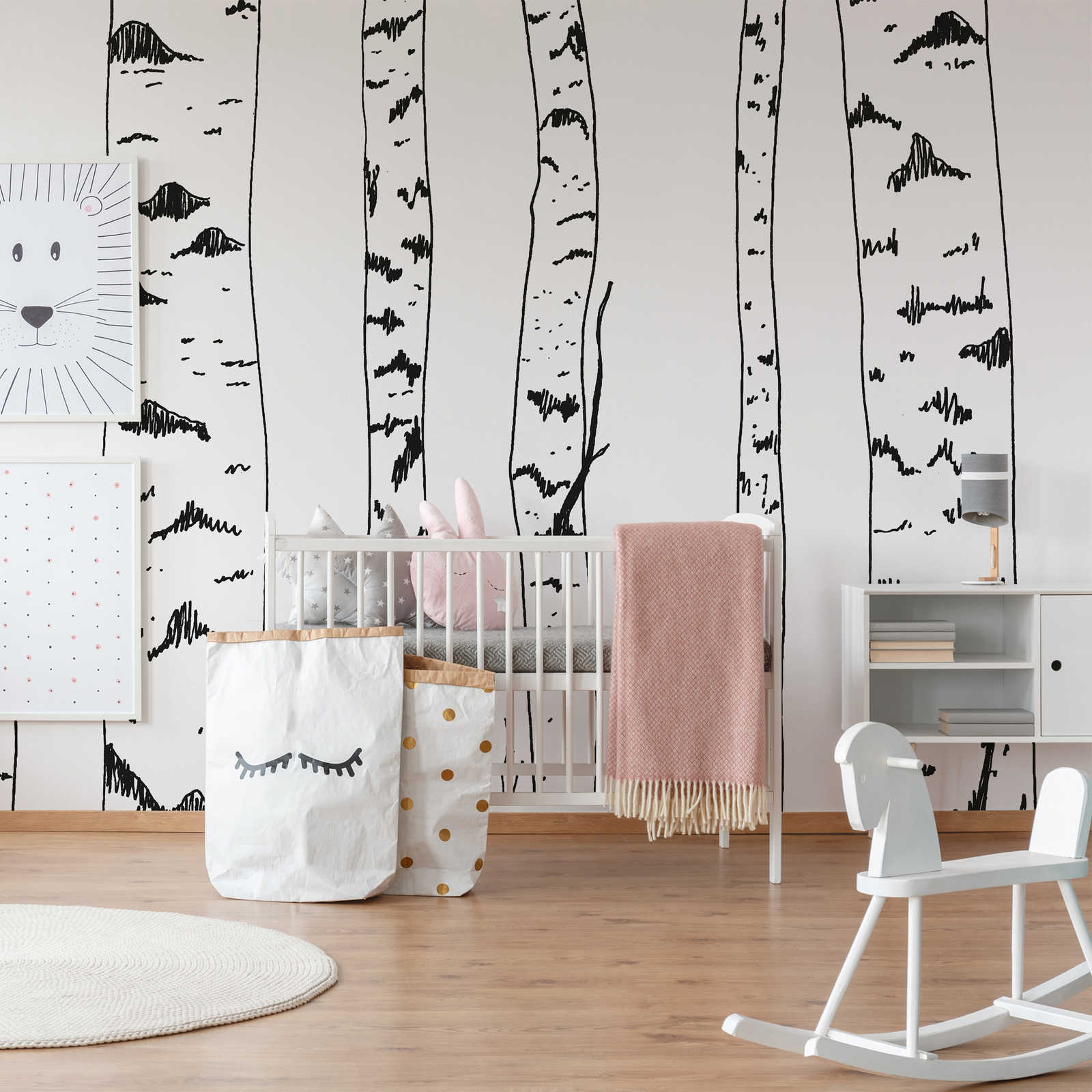         papiers peints à impression numérique forêt de bouleaux dessinée - intissé lisse & légèrement brillant
    