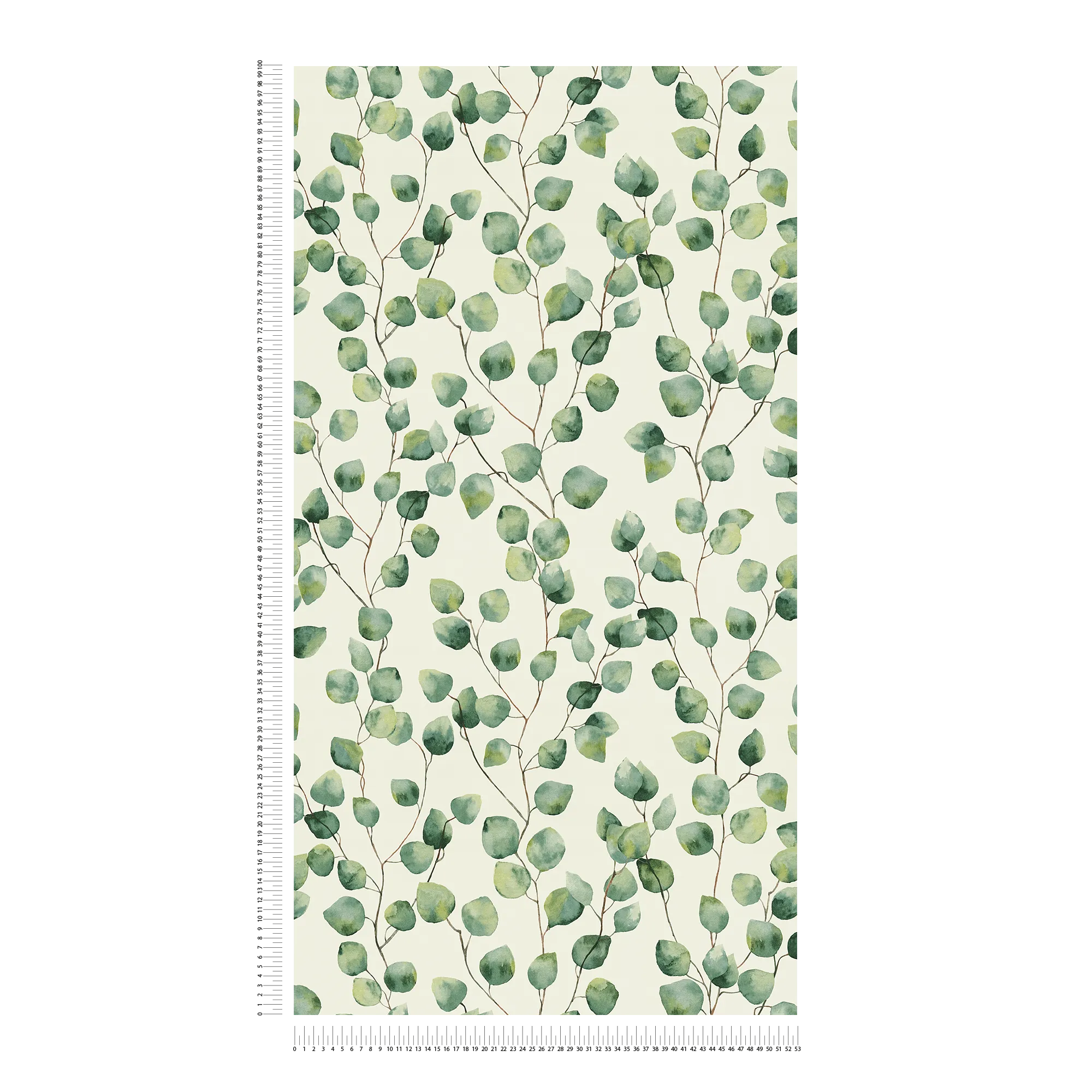             Papier peint aquarelle à motifs de feuillage - vert, blanc
        