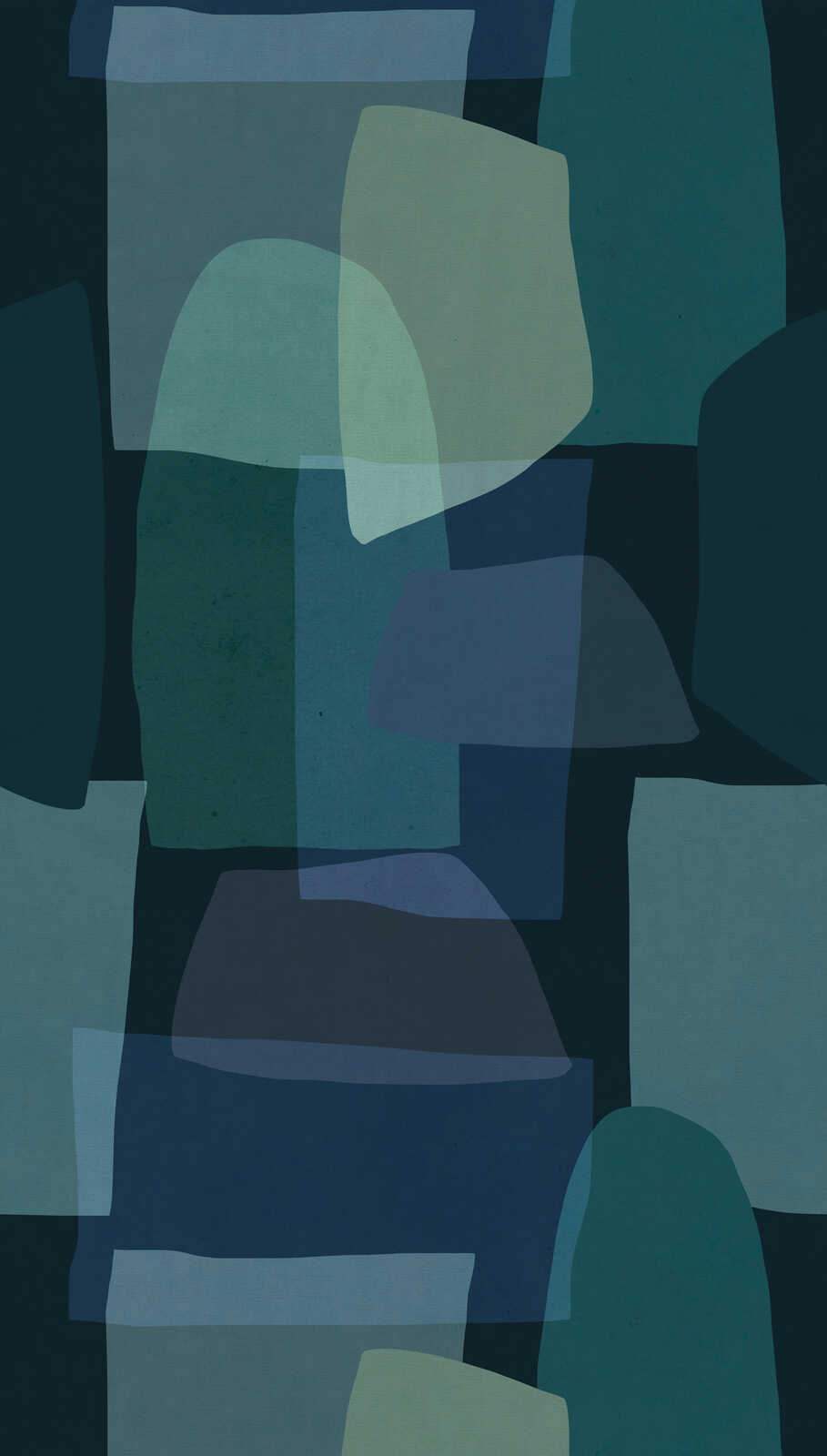             Vliestapeten Panel 'Midnight Mosaic' 159cm Breite x 280cm Höhe - Kreatives Grafikmotiv in dunklen Farbtönen, glatt – Blau, Grün
        