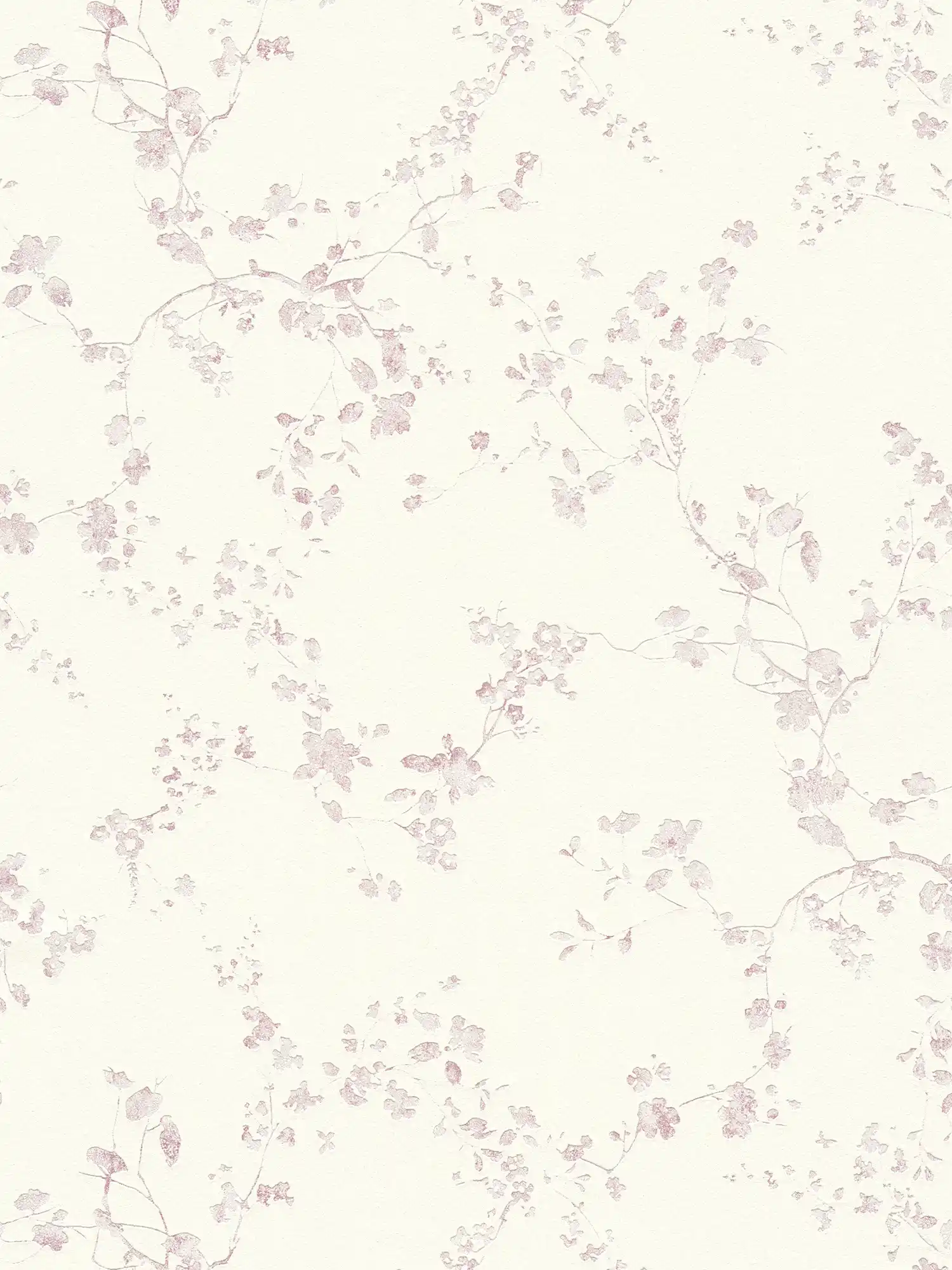         Flowers non-woven wallpaper in country style - purple, cream
    