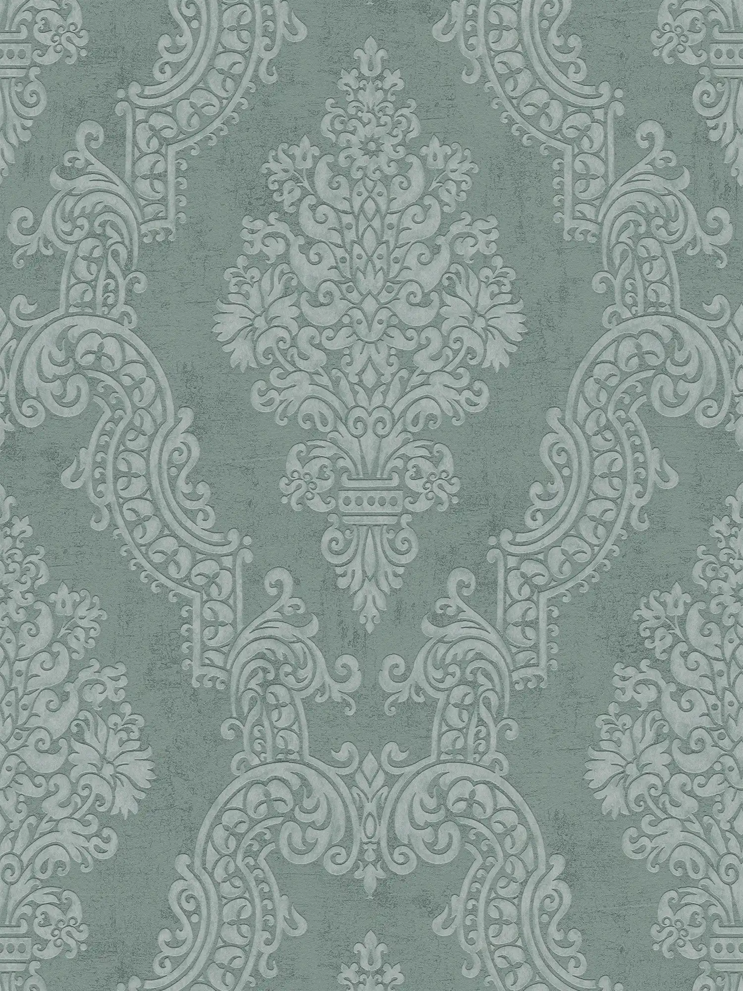         Vliestapete im Barockdesign mit Glitzereffekt – Grün, Dunkelgrün
    