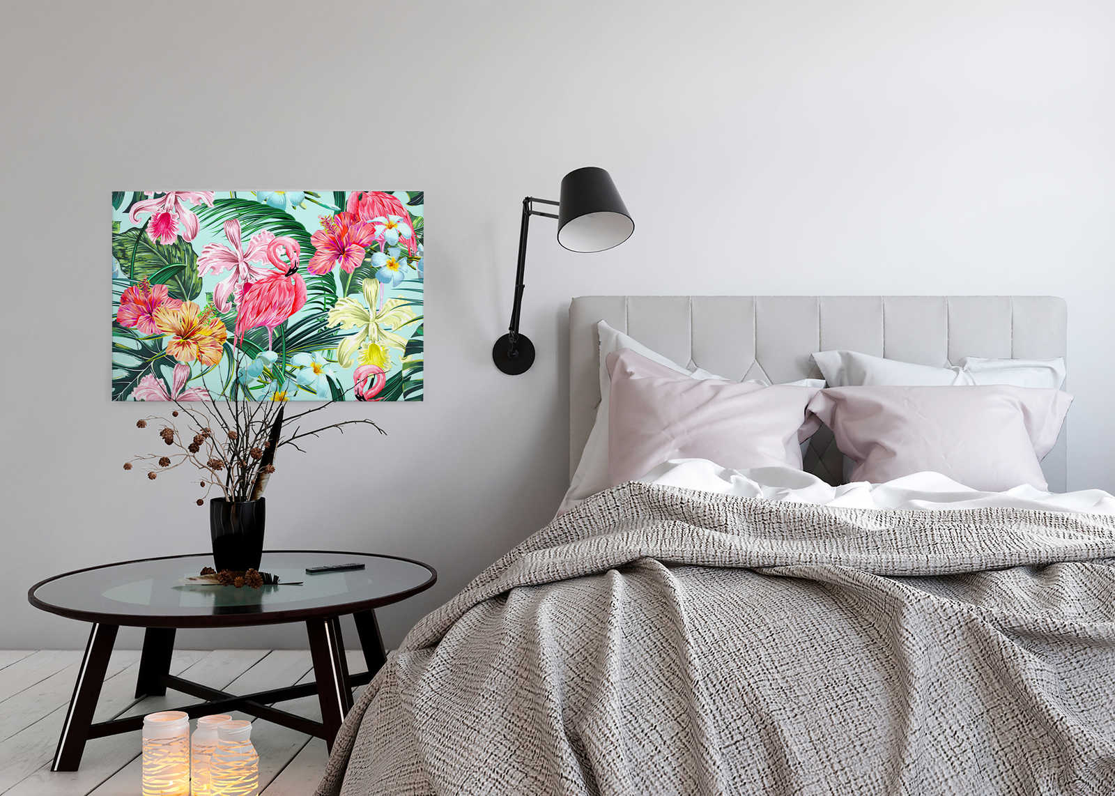             Tropische Leinwand mit Flamingo – 0,90 m x 0,60 m
        