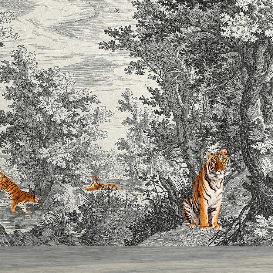 Kunst, Säugetier, Tiger, Tierwelt, Gemälde