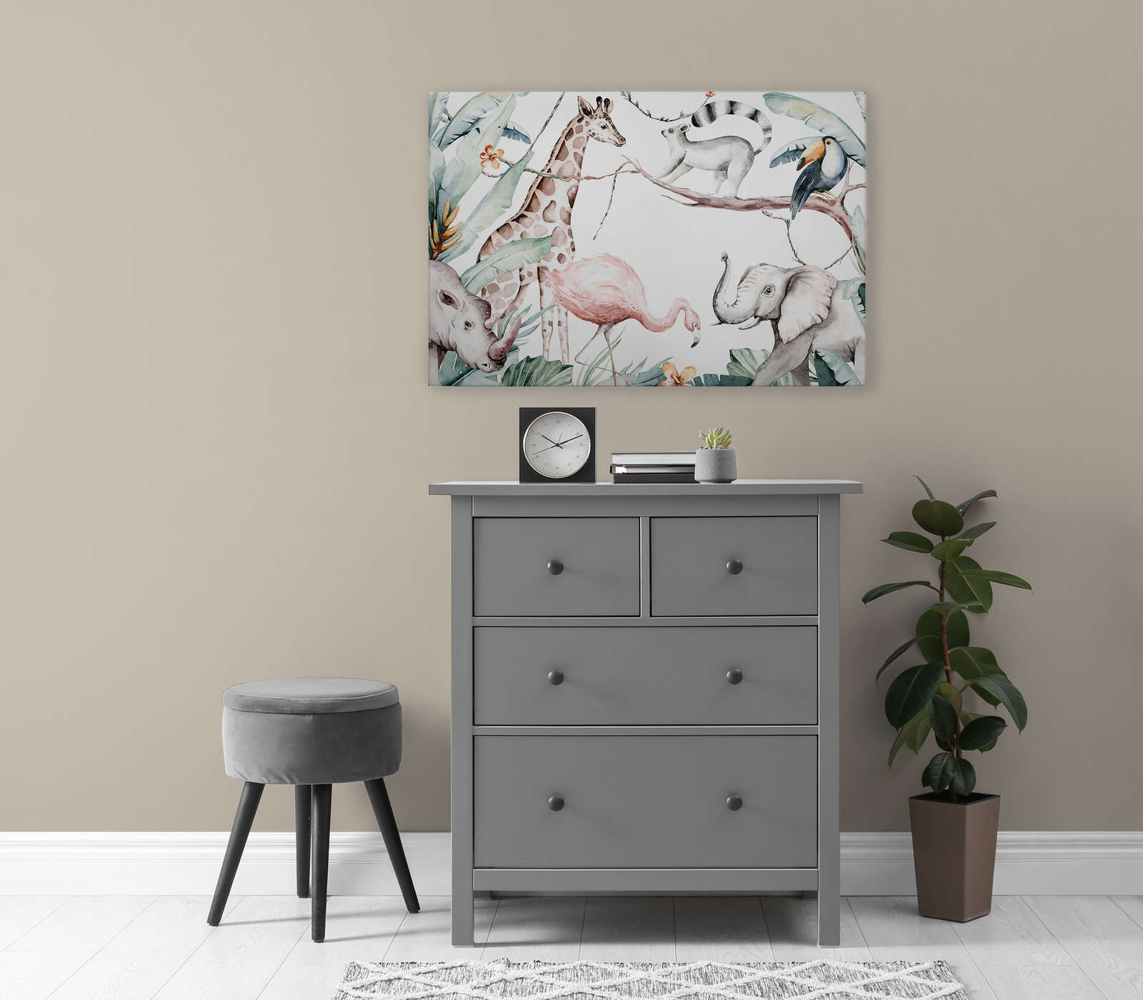             Leinwandbild mit Tieren aus dem Dschungel für Kinder – 0,90 m x 0,60 m
        