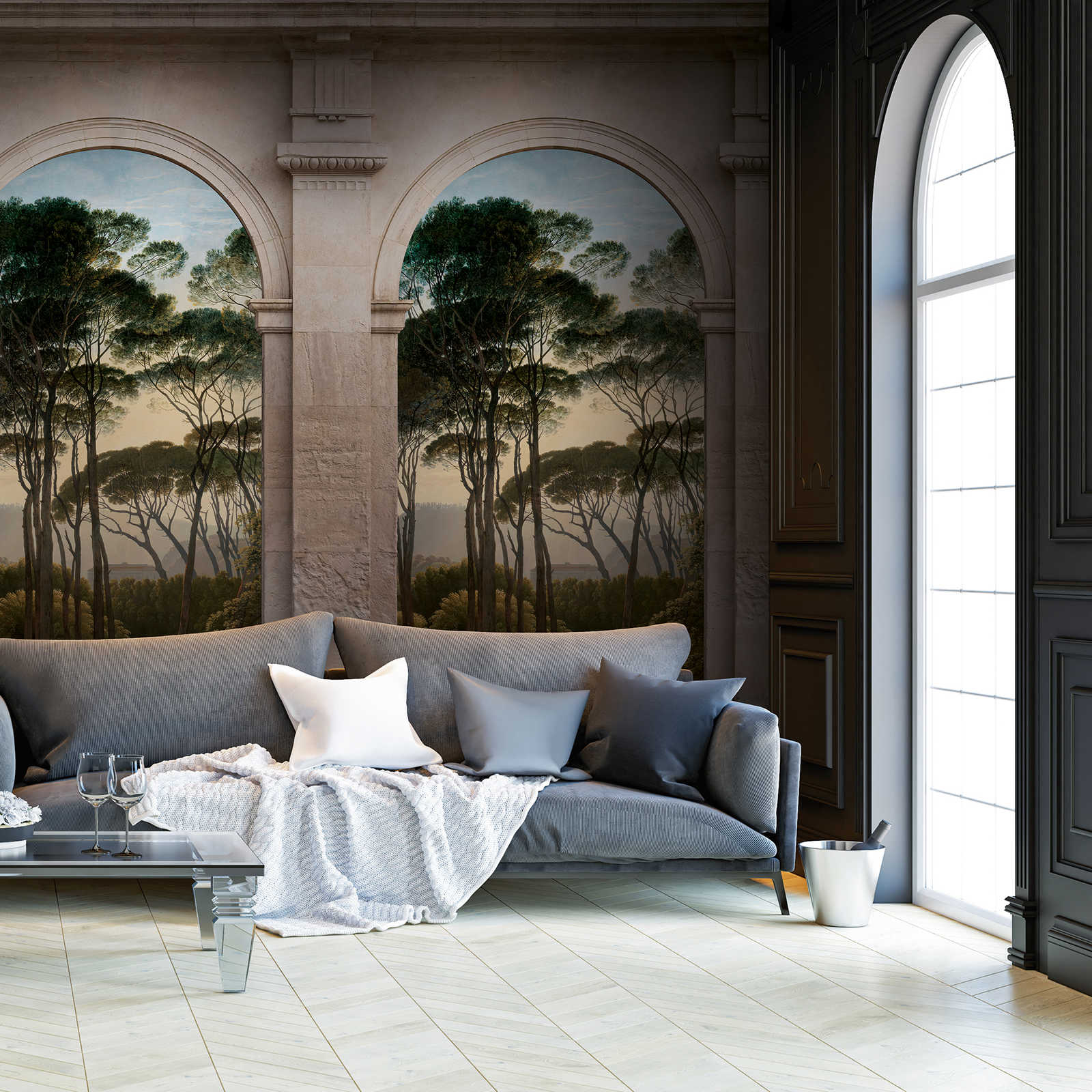         Wallpaper novelty - 3D motif wallpaper antique archway & landscape image
    