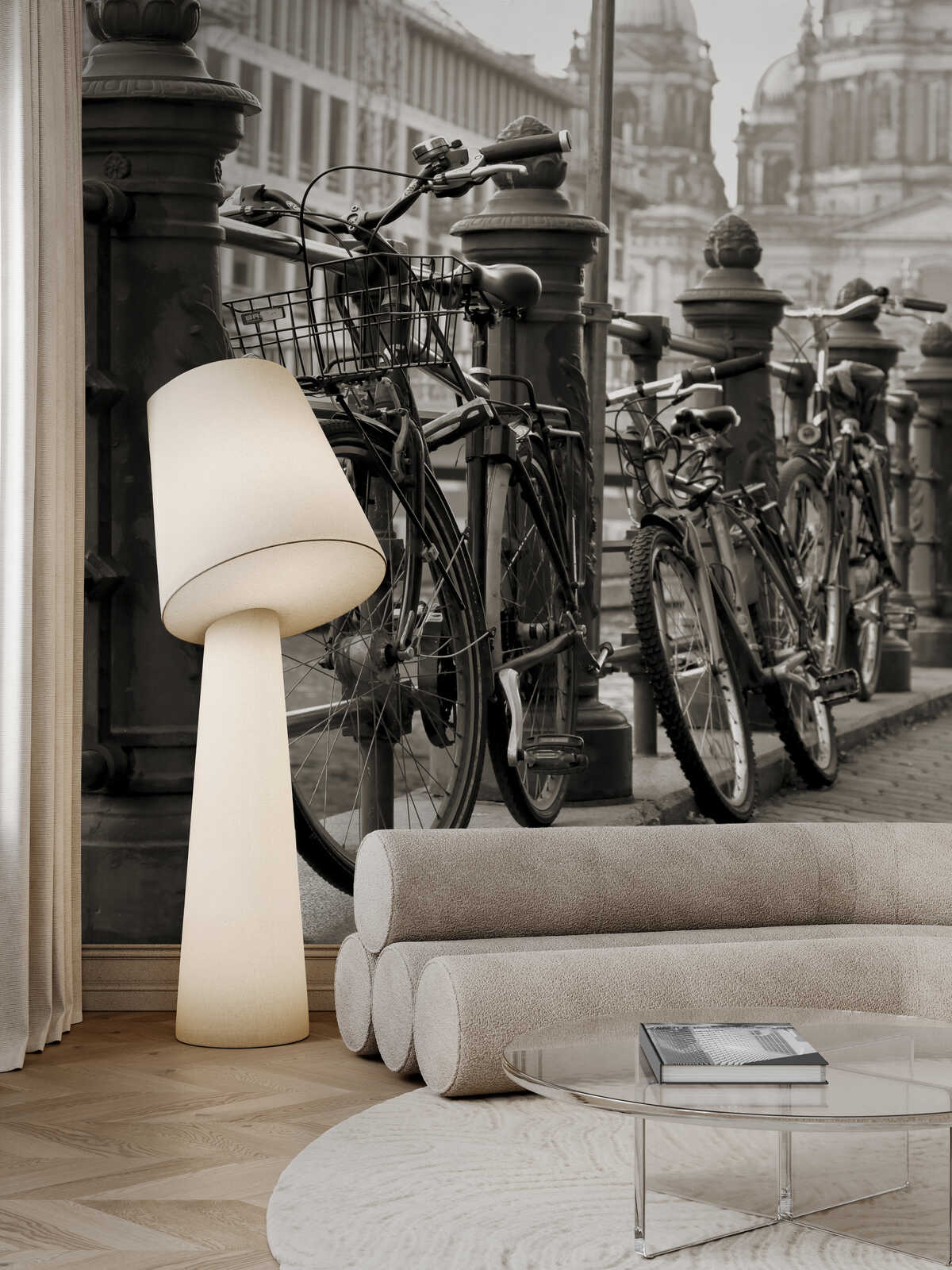 Fahrrad, Räder, urbane Dekoration, Lampe, Sofa