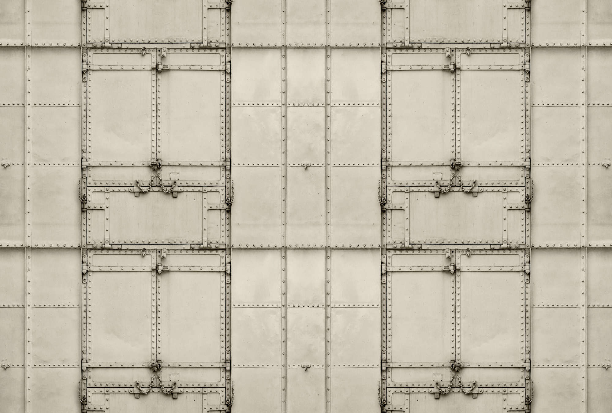 Photo wallpaper »madurai« - patchwork design - metal plates - rivets ...