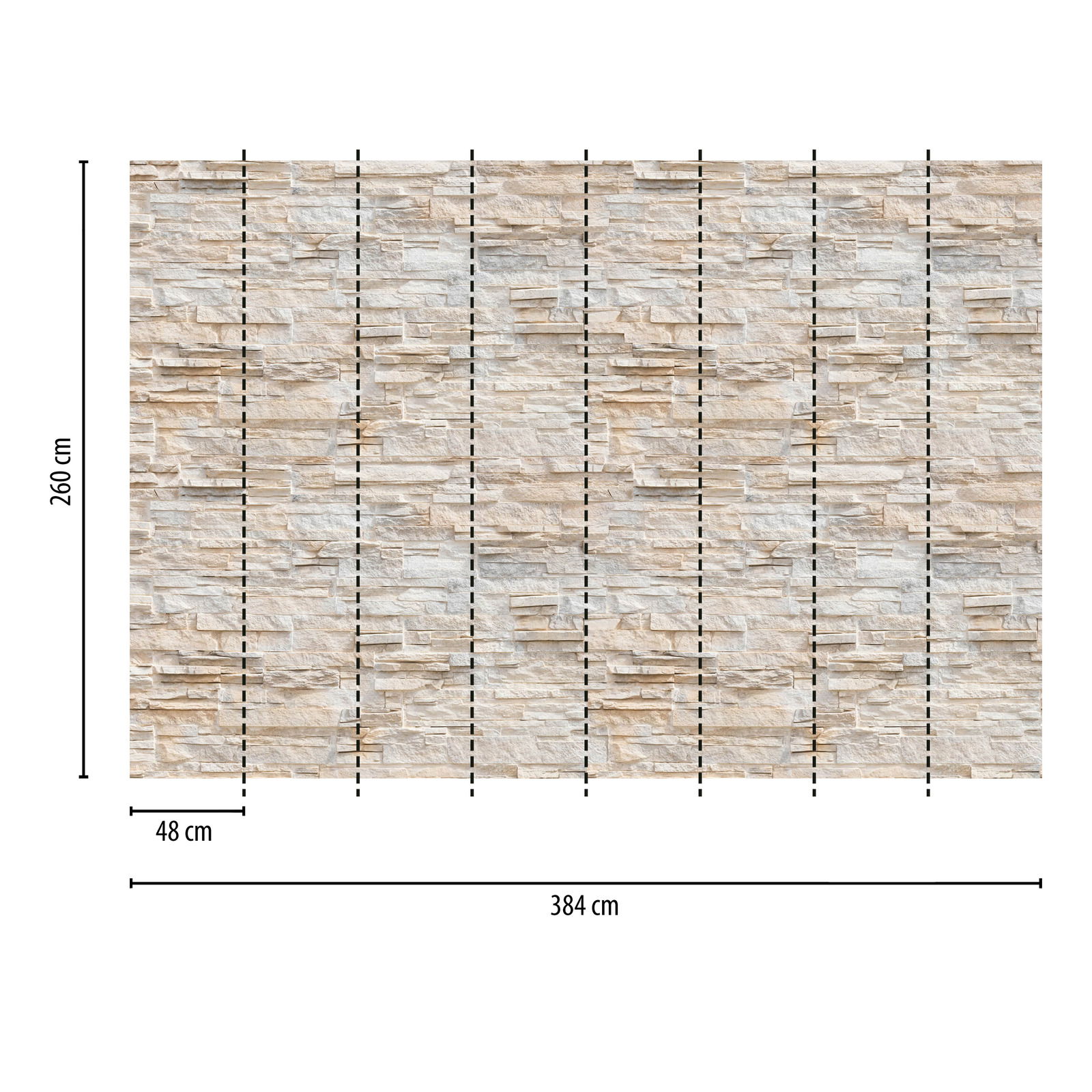             Steinoptik Fototapete heller Klinker mit 3D Effekt
        