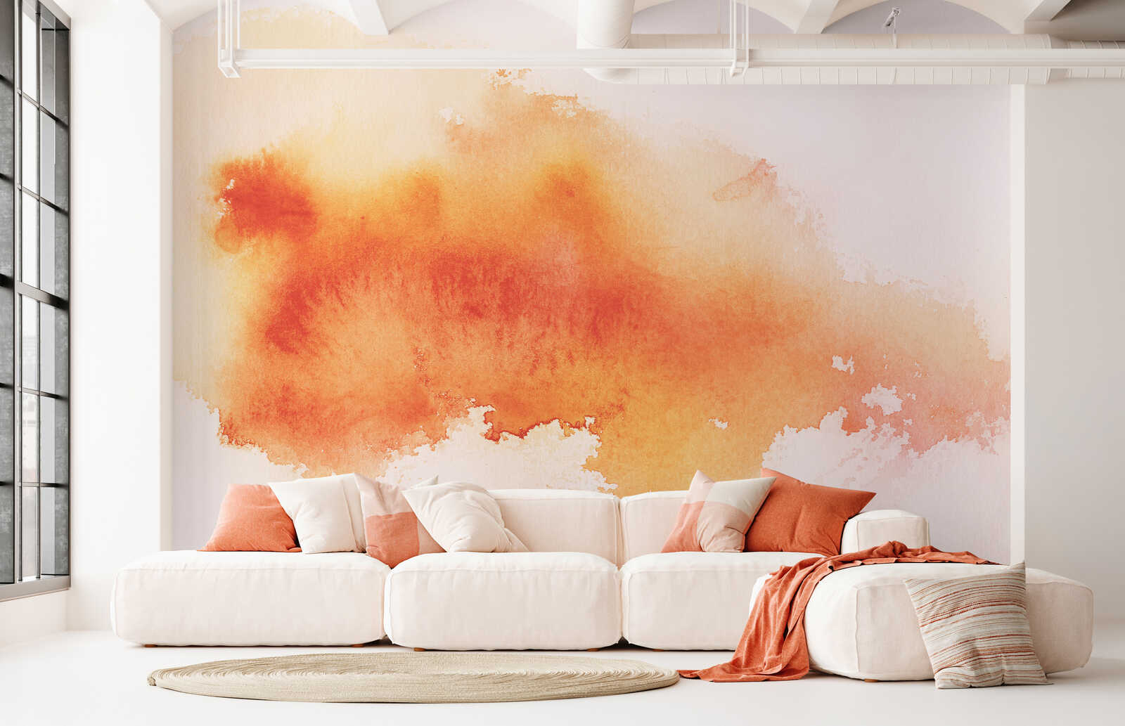 Wandtapete, Wandkunst Bild, Oranges Muster, Wandbild, Wohnzimmer Dekoration