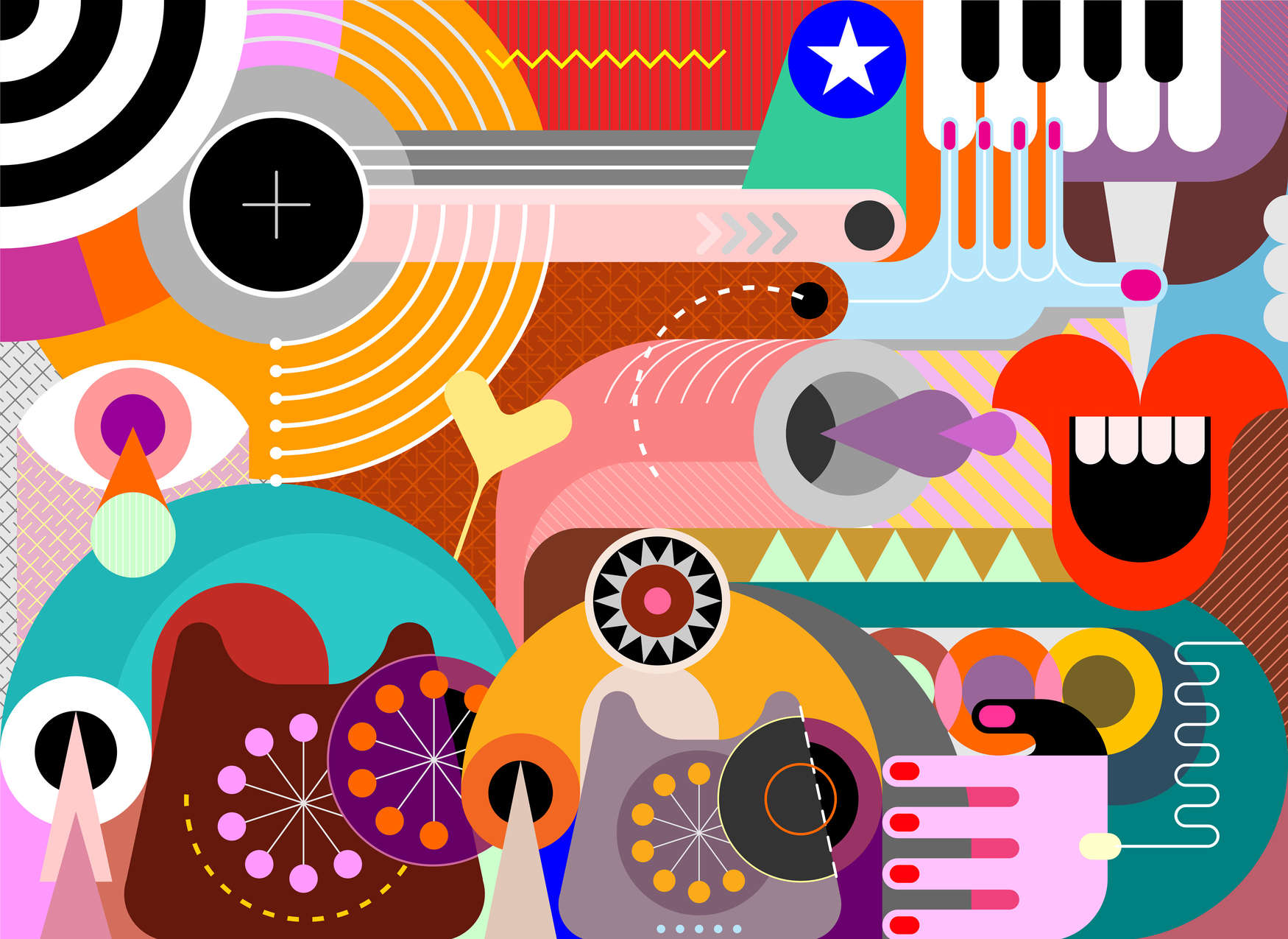             Fototapete Pop Style Kunst abstrakte Gesichter – Bunt
        