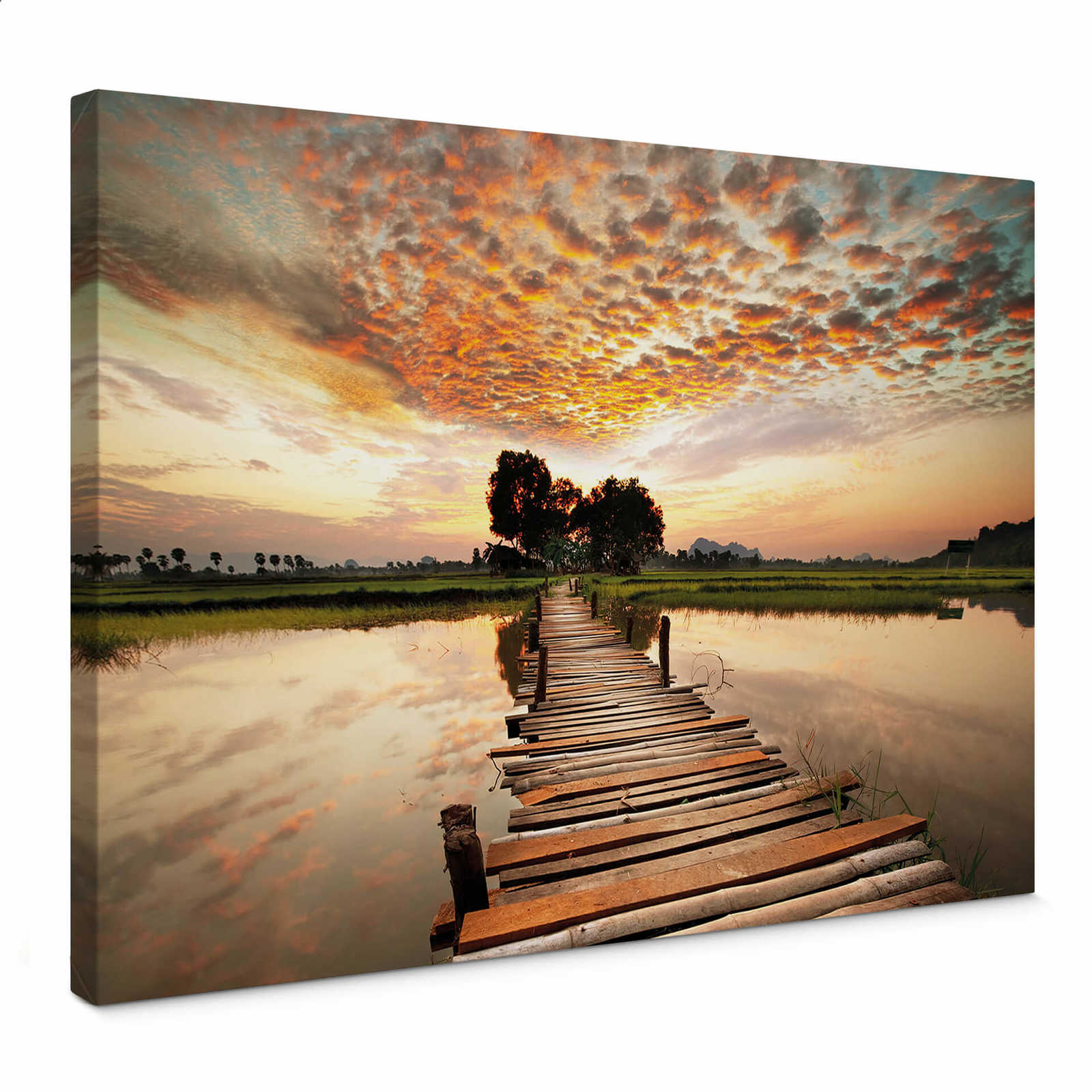         Leinwandbild Seenlandschaft mit Wassersteg – 0,70 m x 0,50 m
    