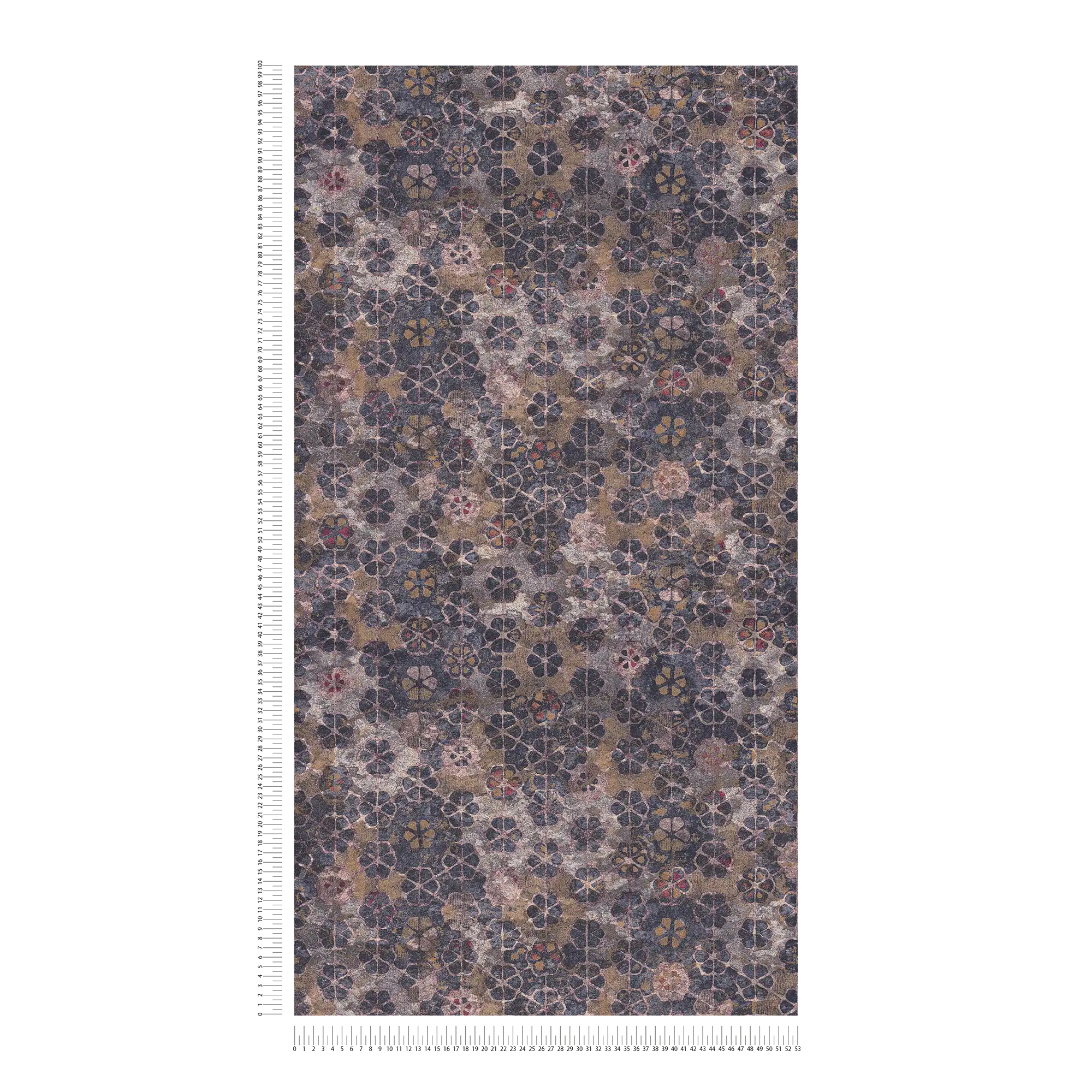             Papier peint intissé aspect carrelage avec reflets dorés - violet, marron
        