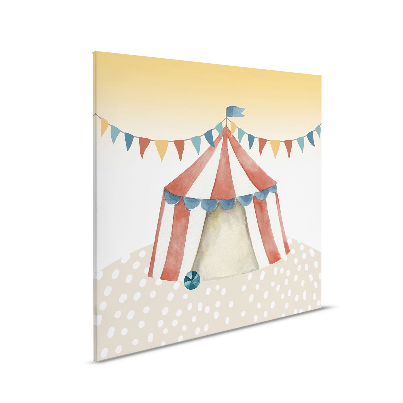         Leinwandbild Zirkuszelt - Verspielte Wanddekoration für das Kinderzimmer – 30 x 30 cm - Bunt, Beige
    