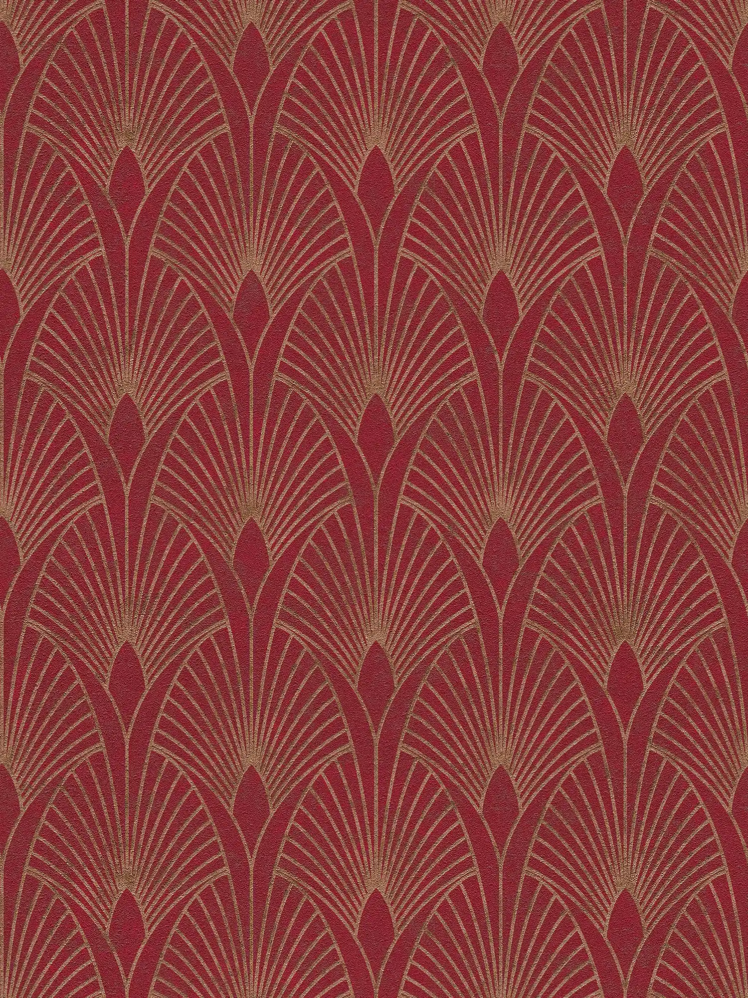         Papier peint Art déco motif rétro doré - rouge, or
    