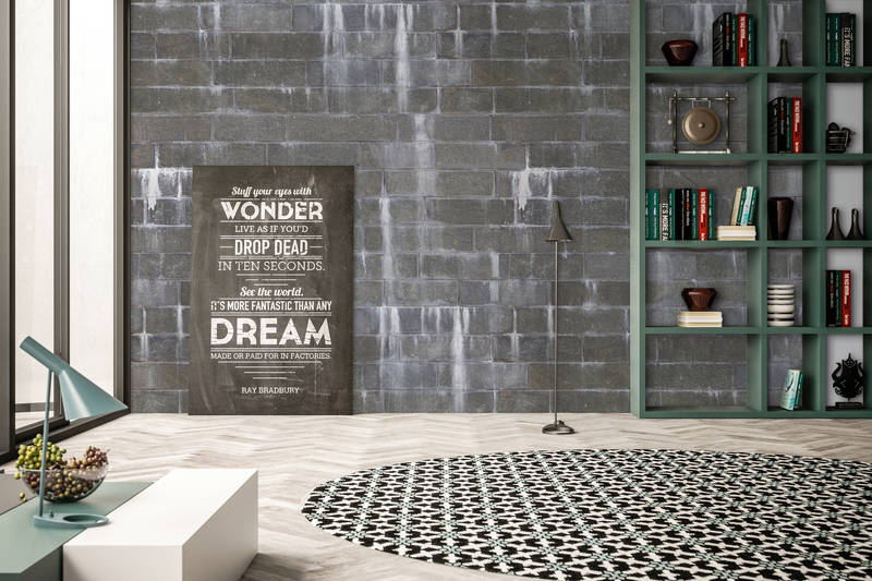             Fototapete Industrial Loft – Vliestapete in 3D Optik mit verwitterter Backsteinwand – Grau, Weiß
        